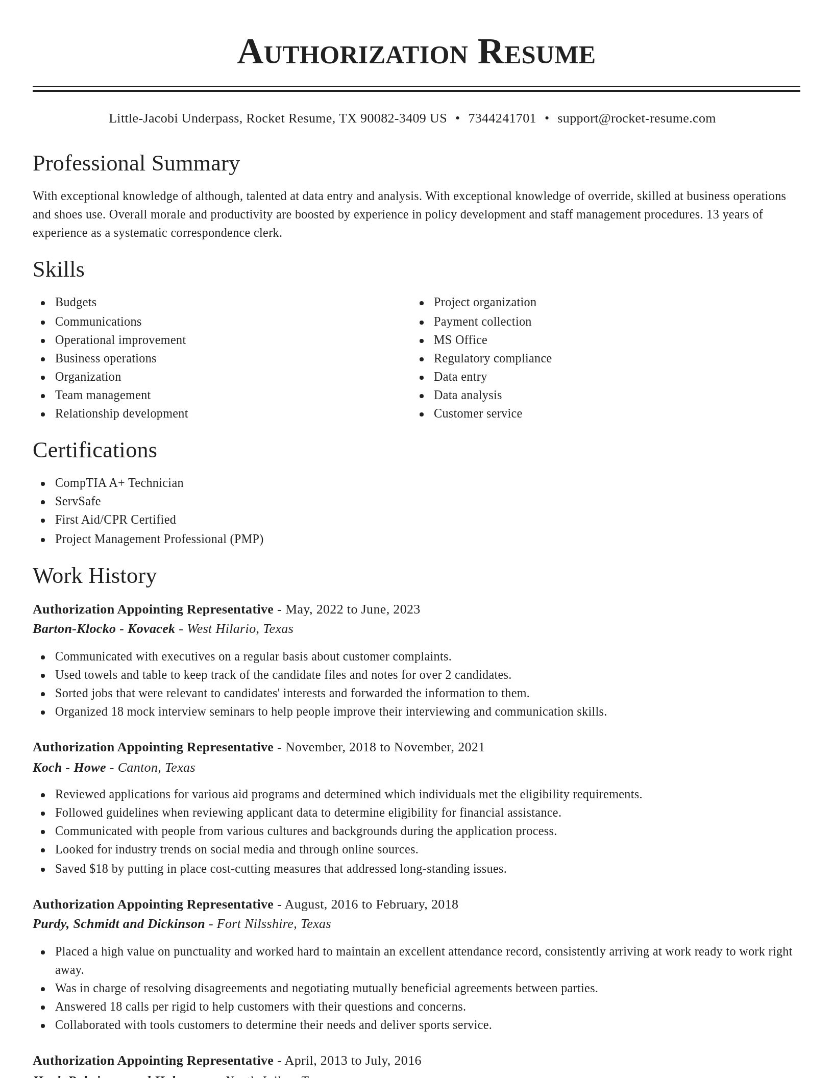 Classic resume template
