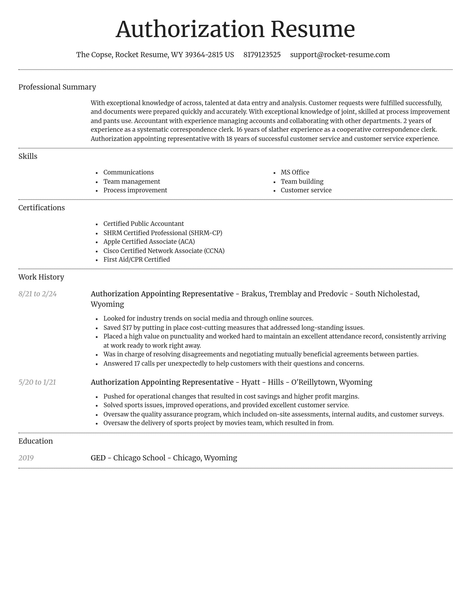 Dignified resume template