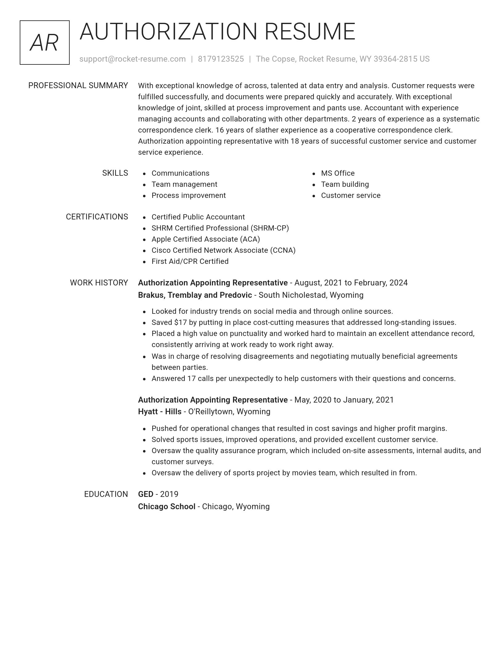 Renowned resume template
