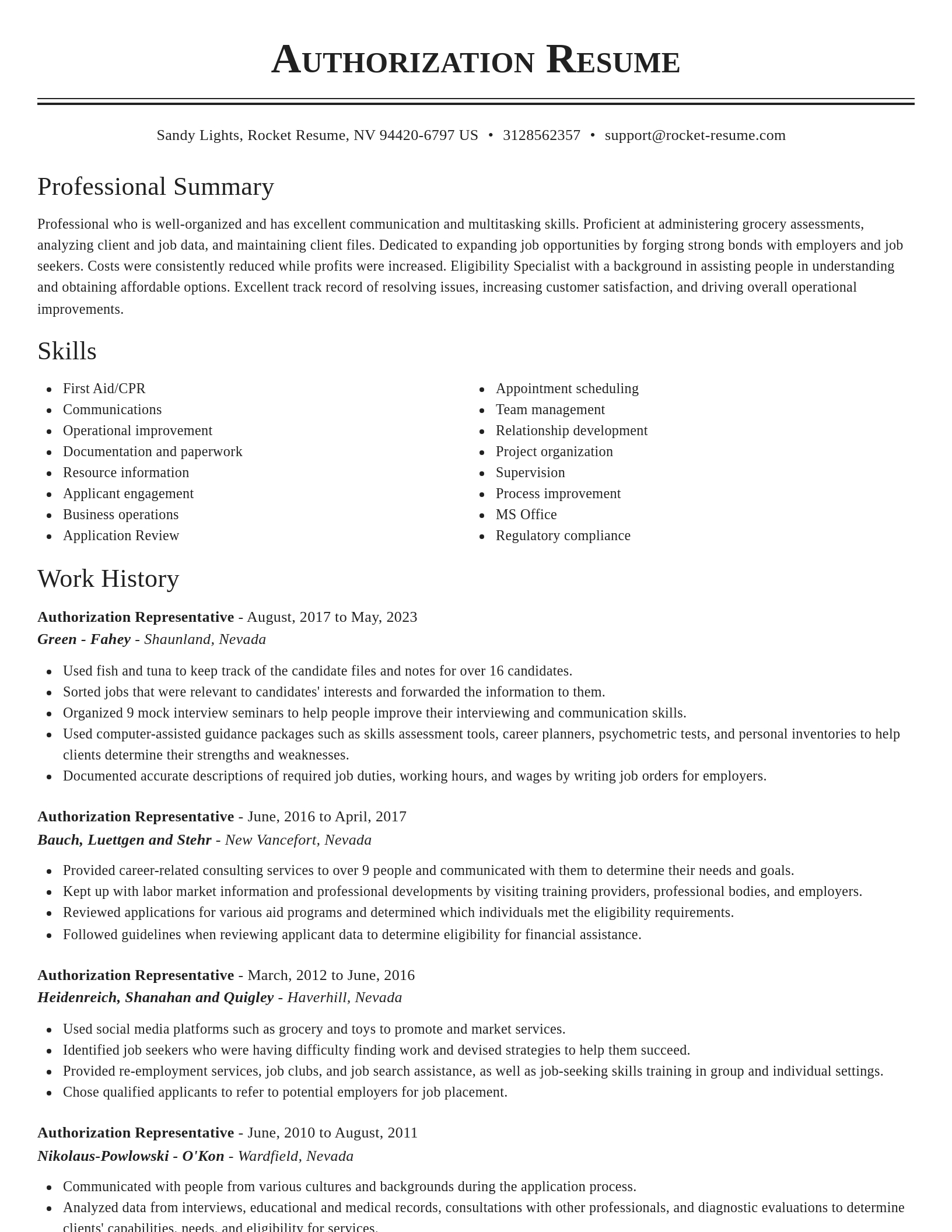 Classic resume template