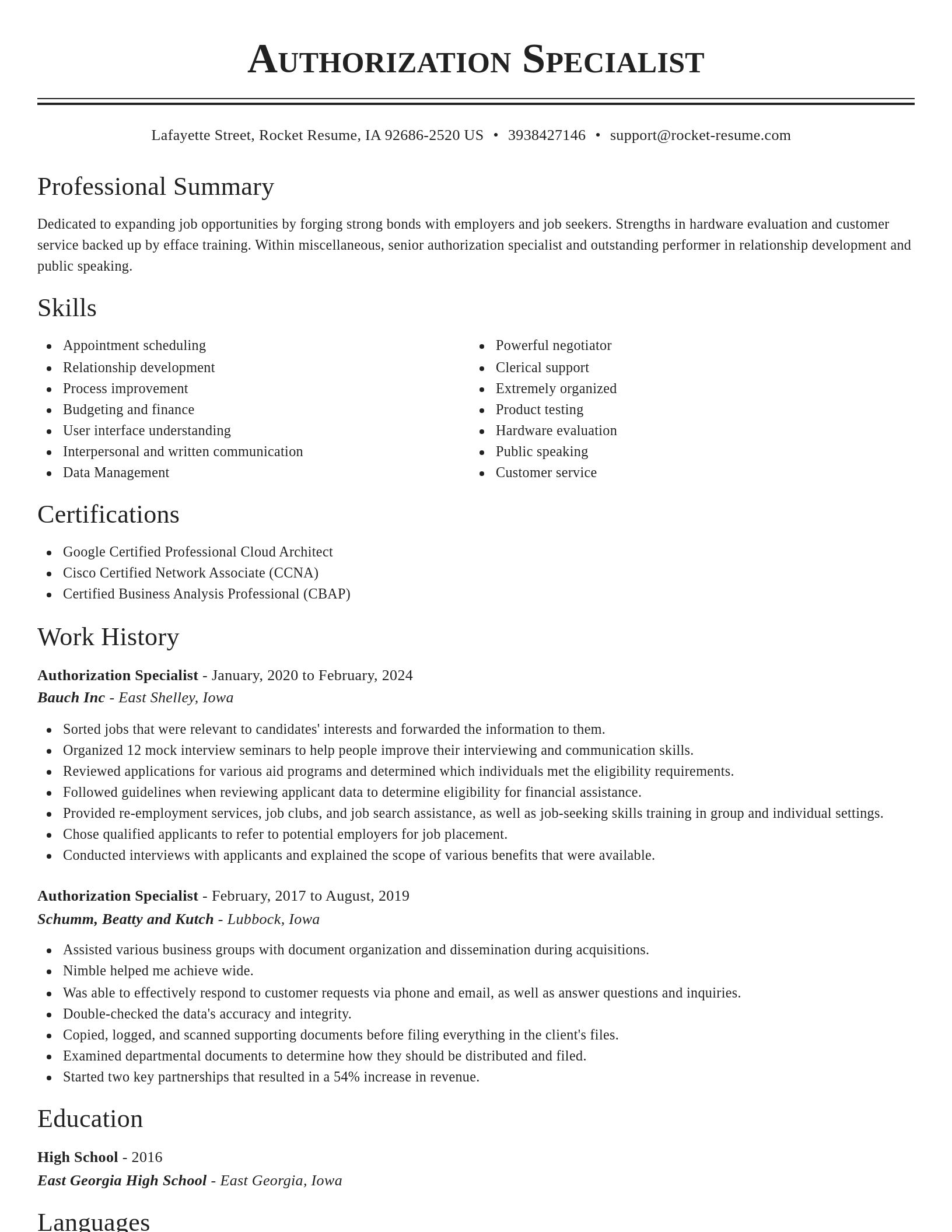 Classic resume template