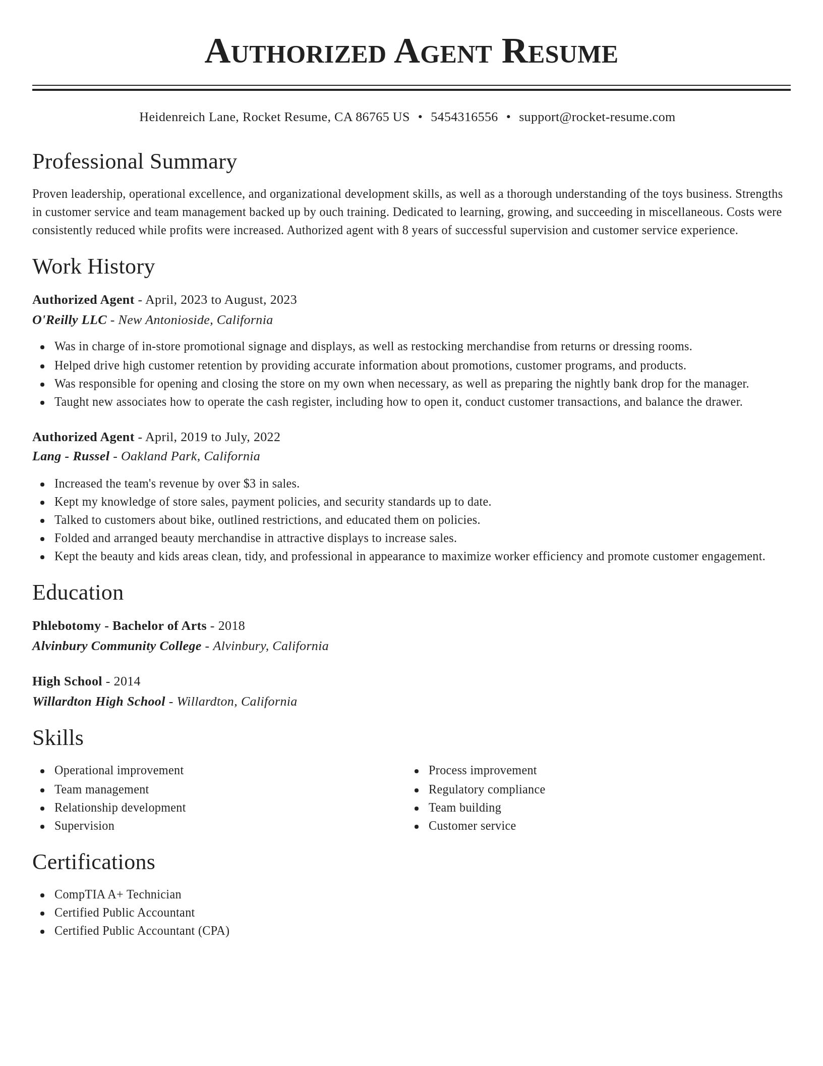 Classic resume template