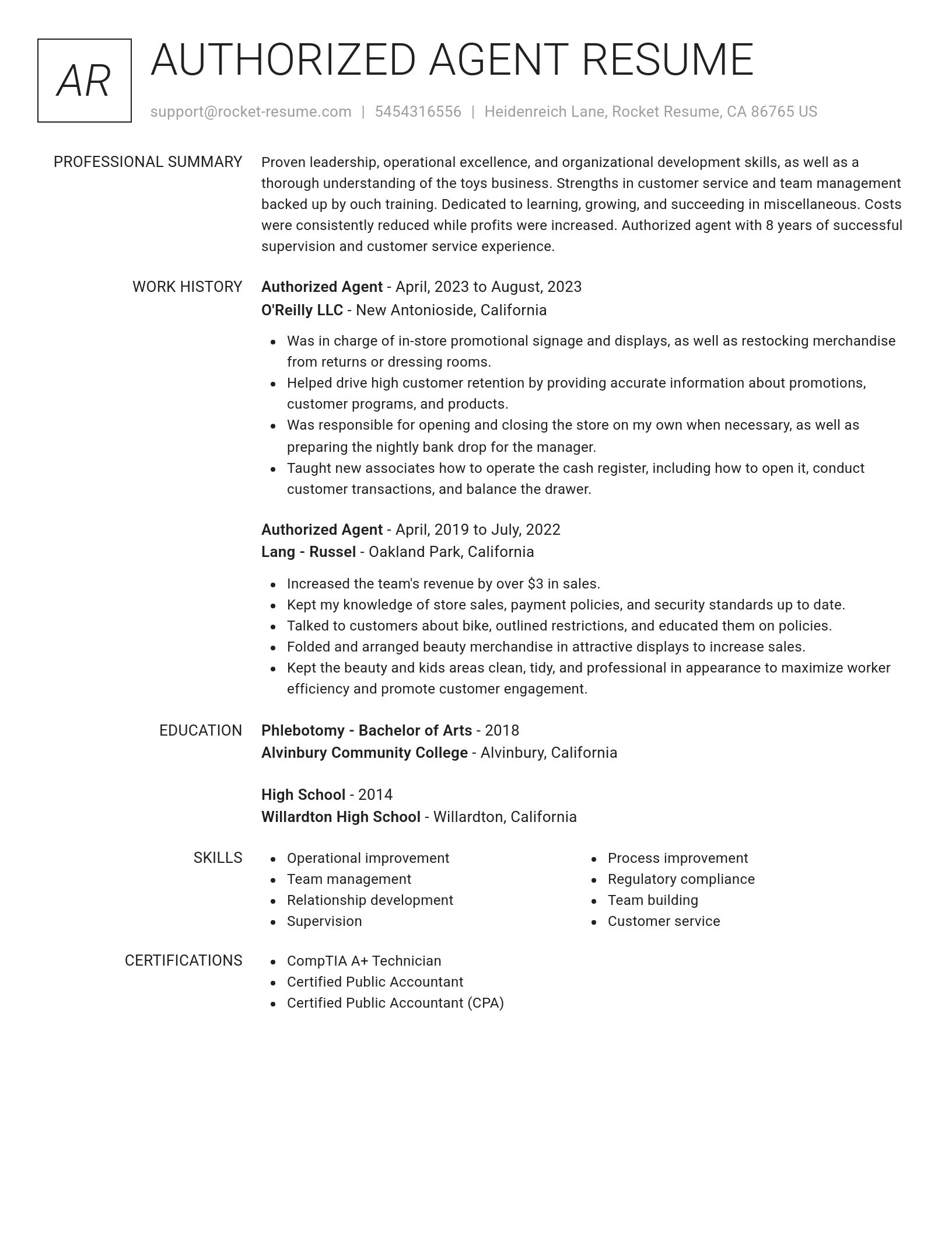 Renowned resume template