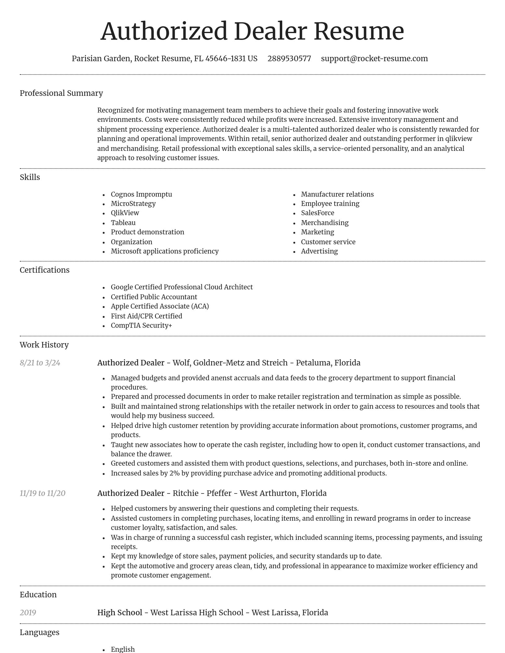Dignified resume template