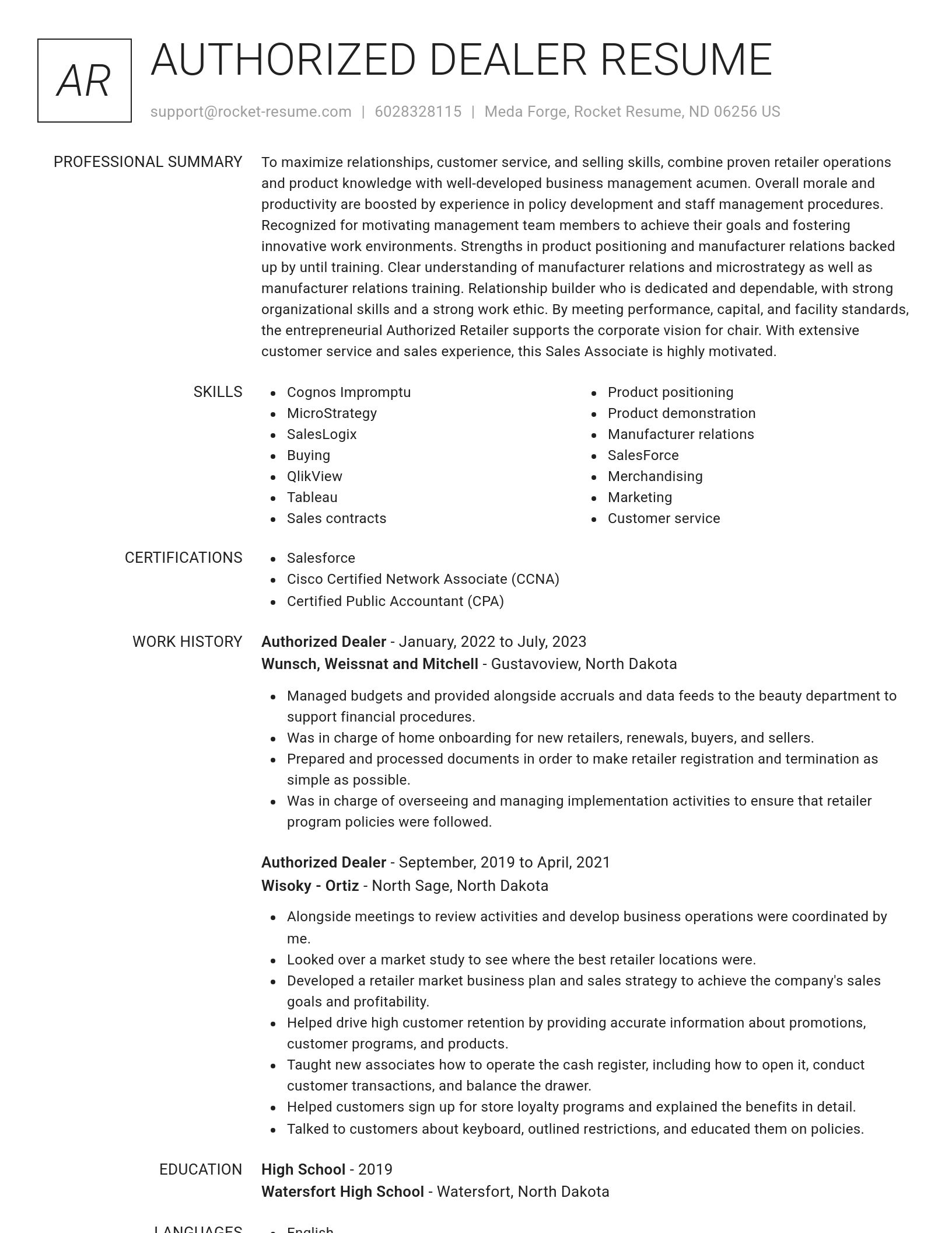 Renowned resume template