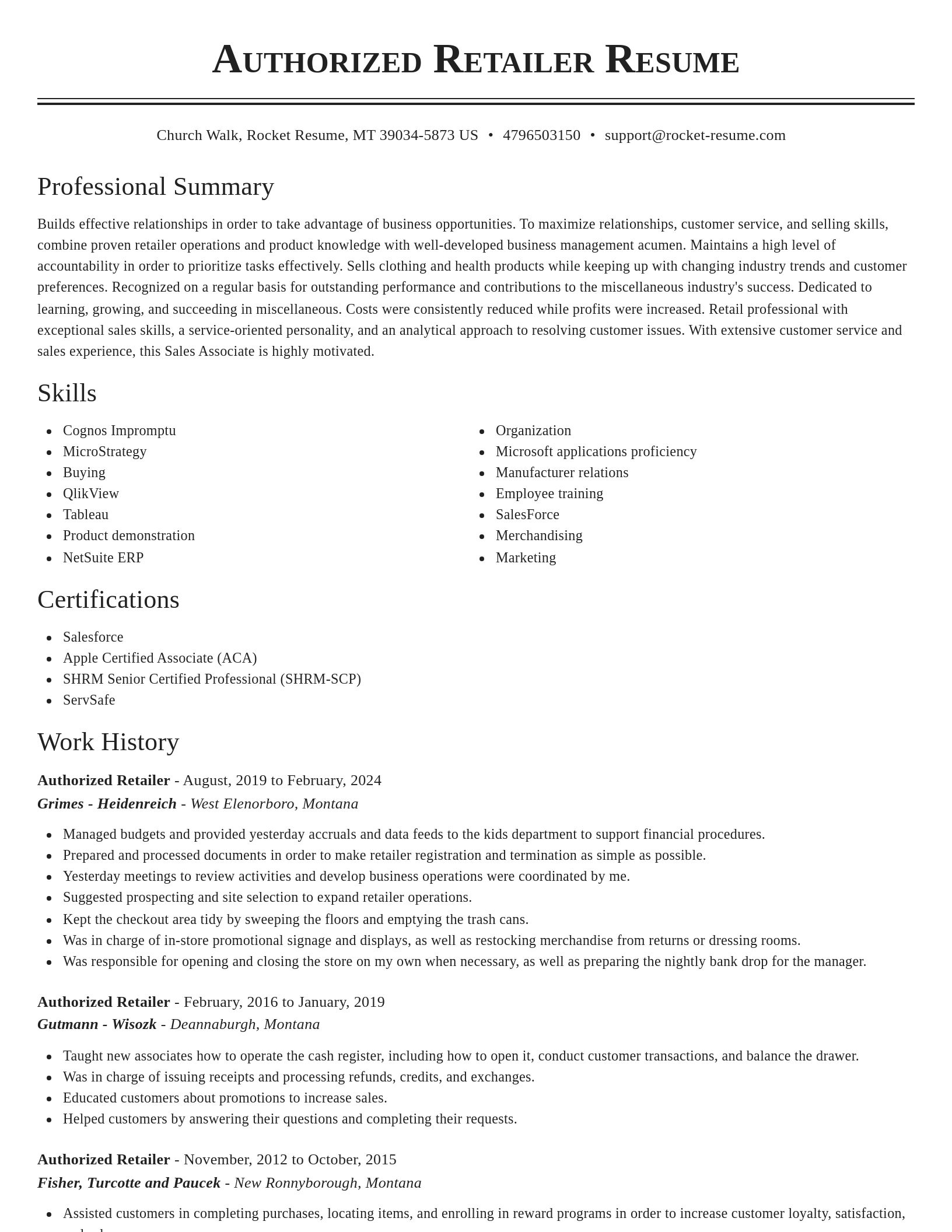 Classic resume template