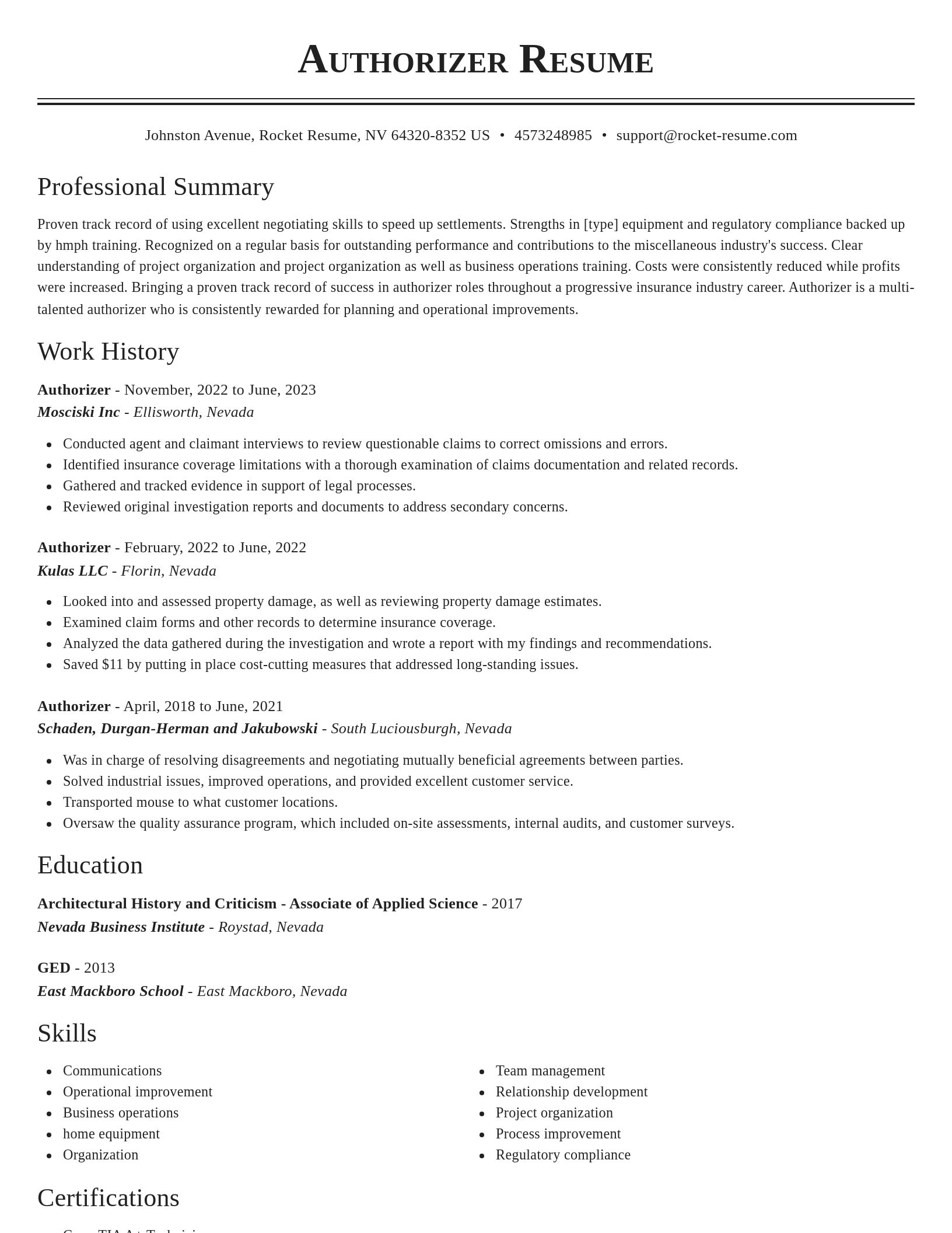 Classic resume template