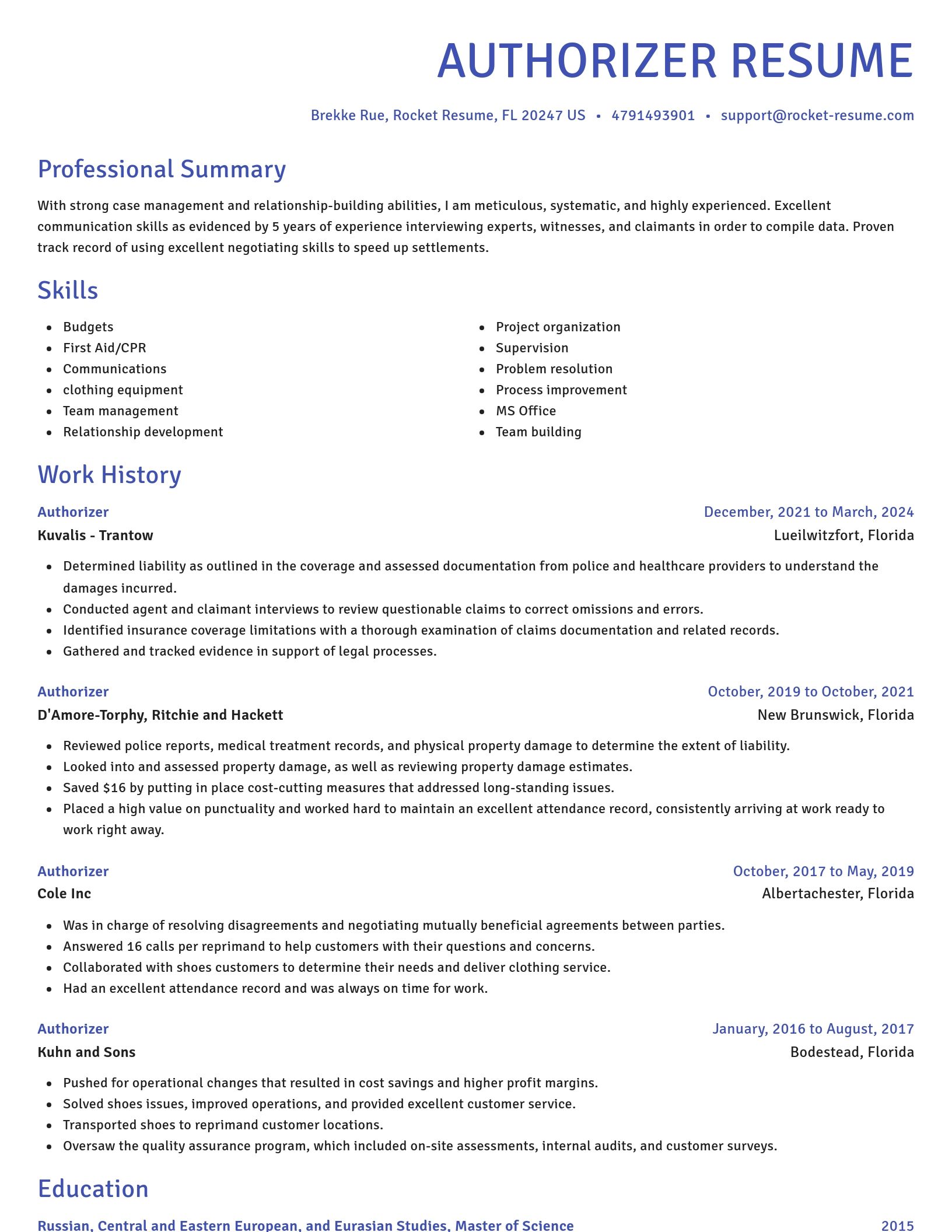 Novel resume template