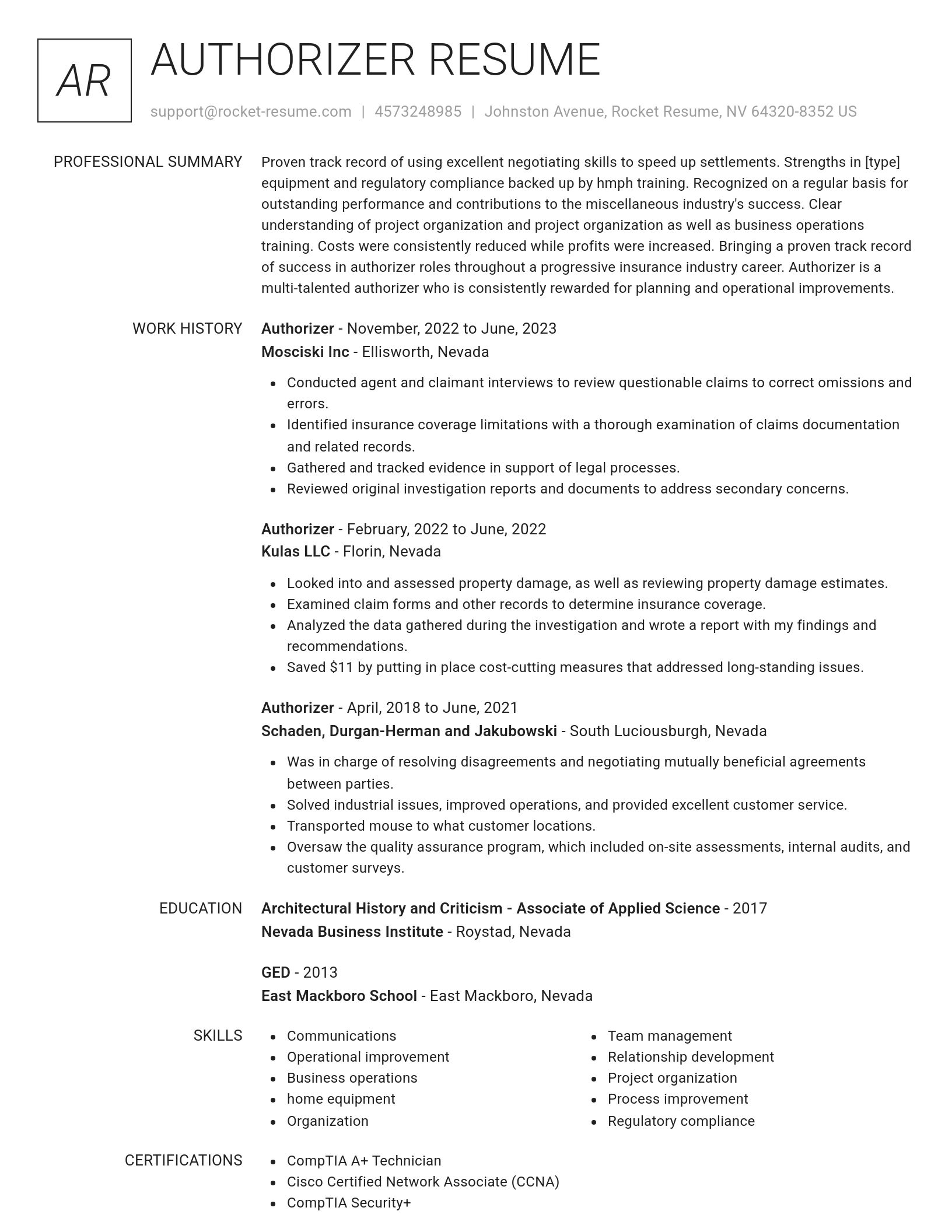 Renowned resume template