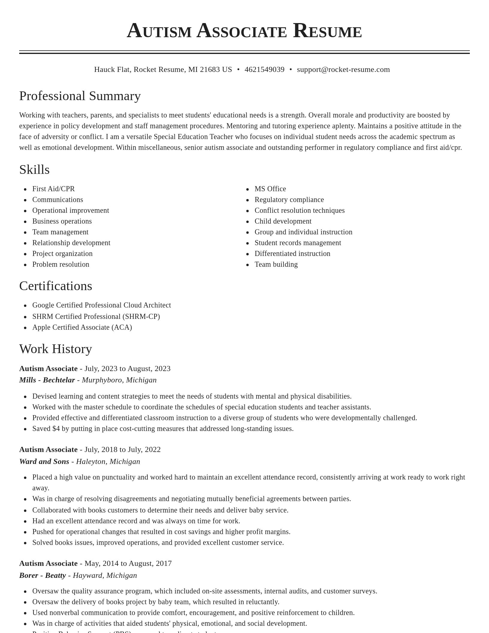 Classic resume template
