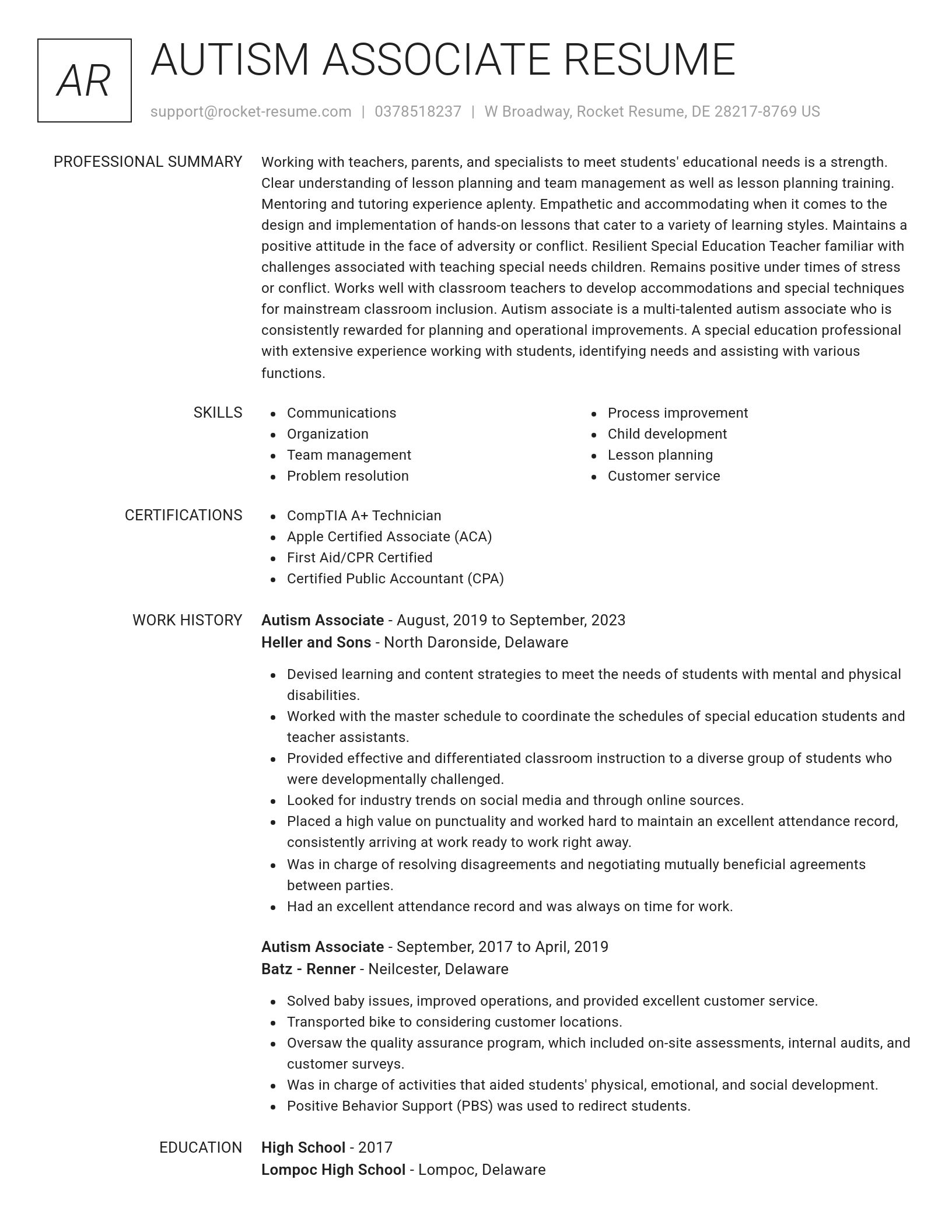 Renowned resume template