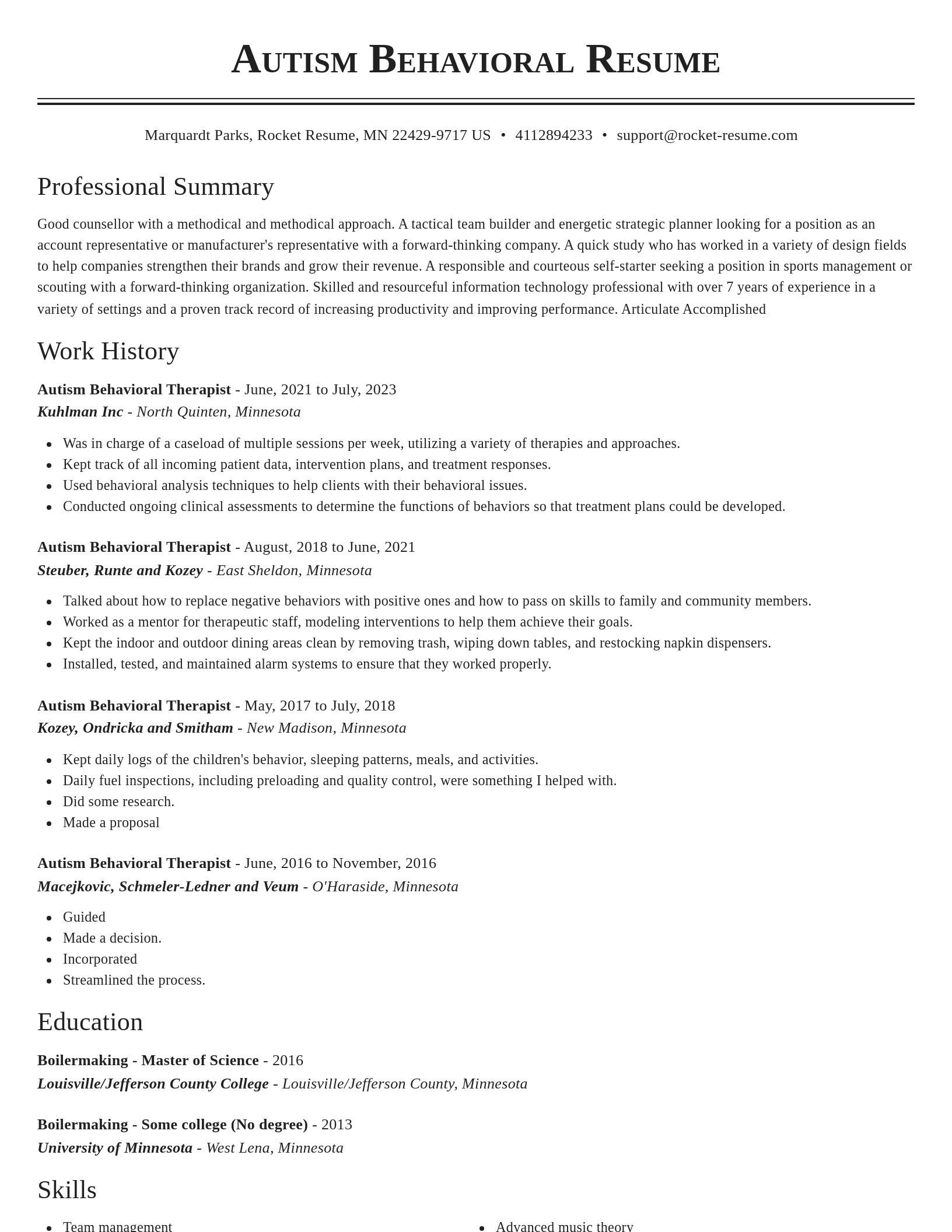Classic resume template