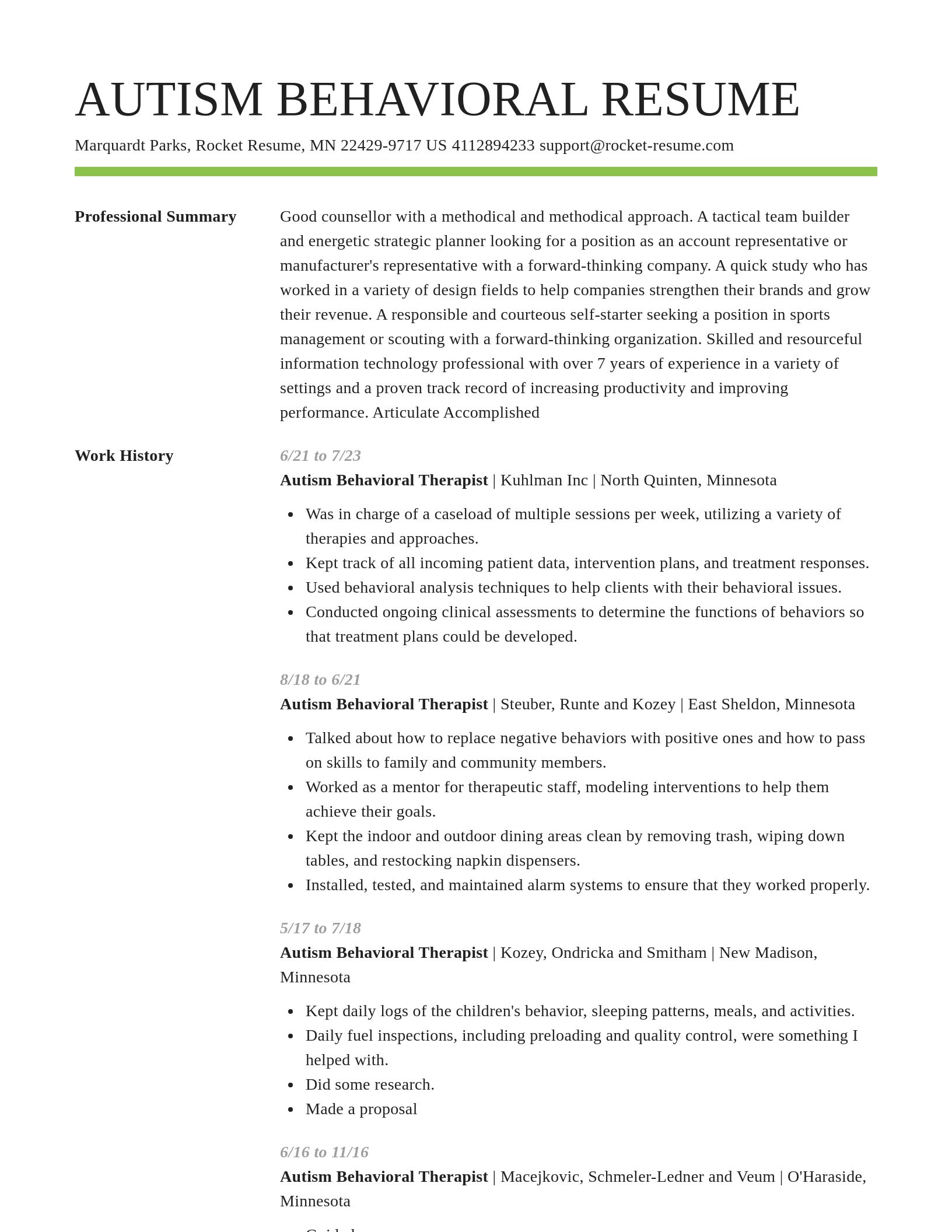 Smart resume template