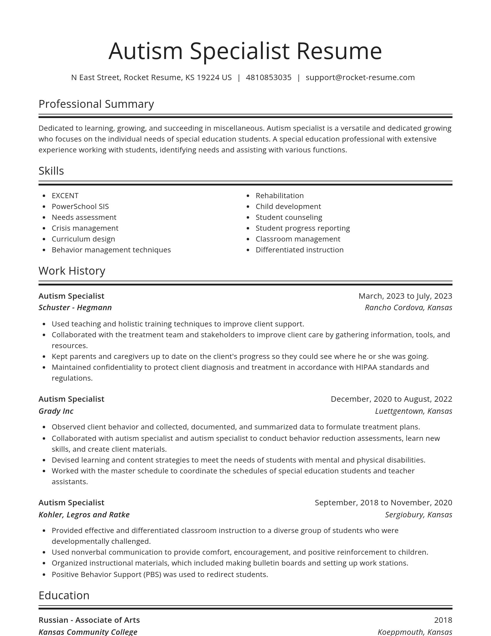 Spotlight resume template