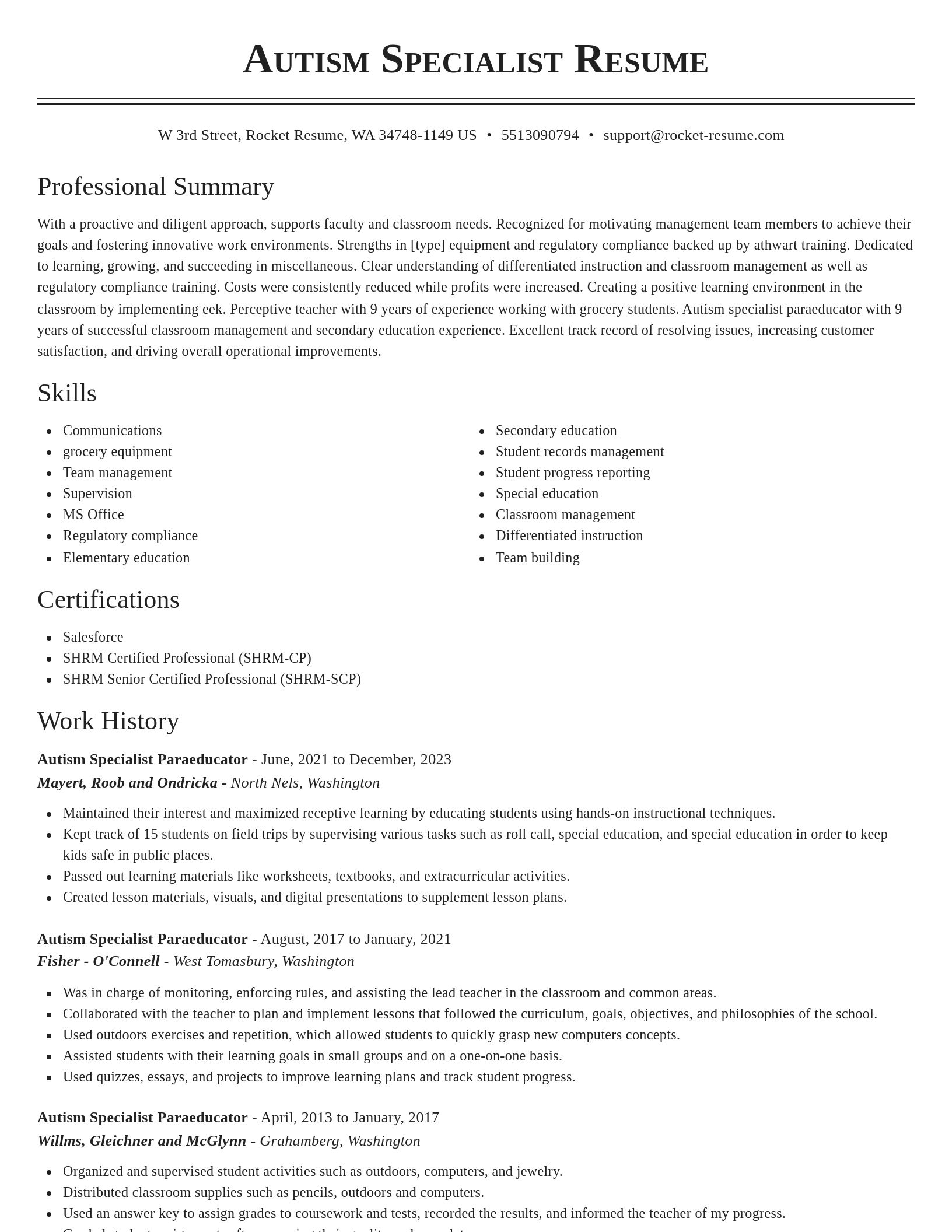 Classic resume template
