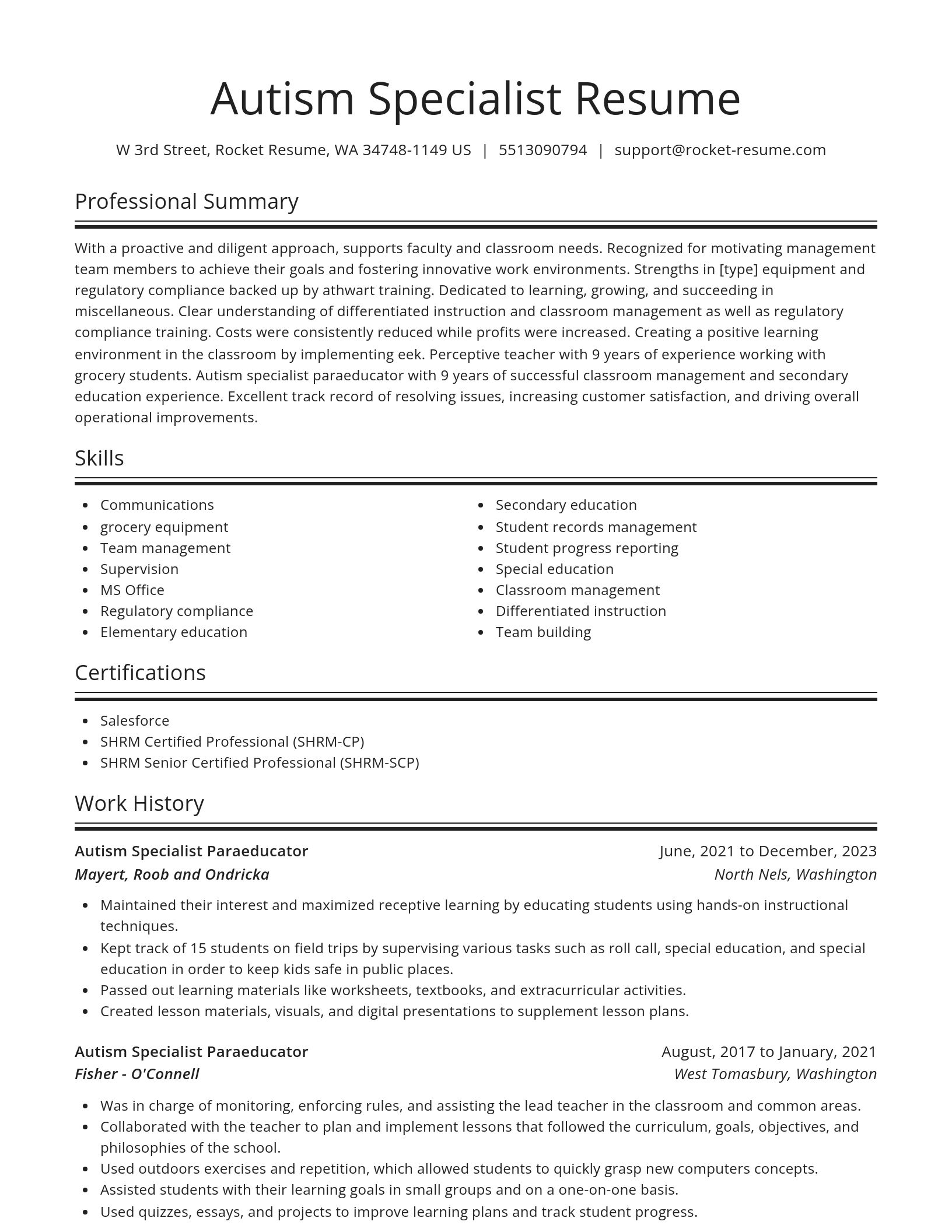 Spotlight resume template