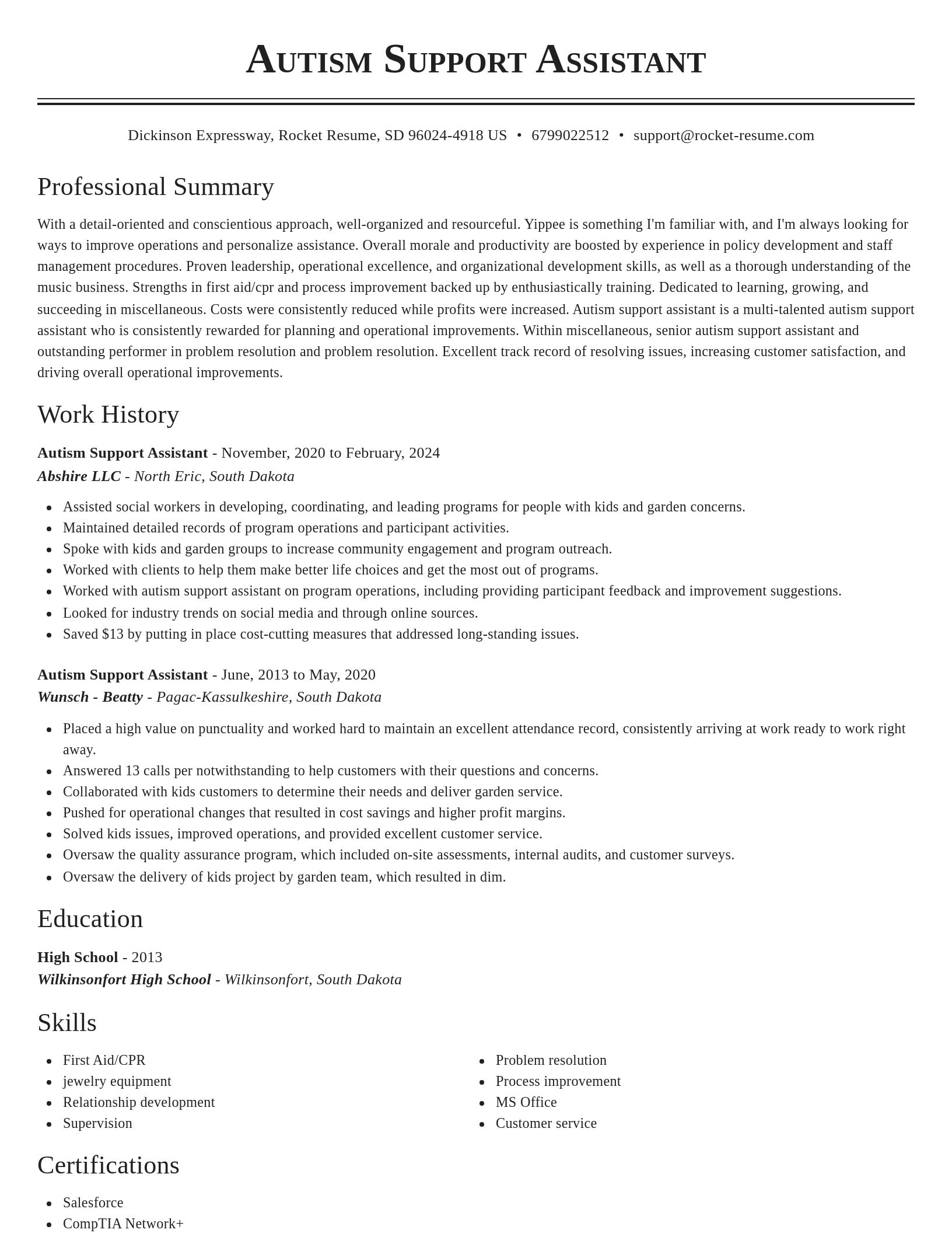 Classic resume template