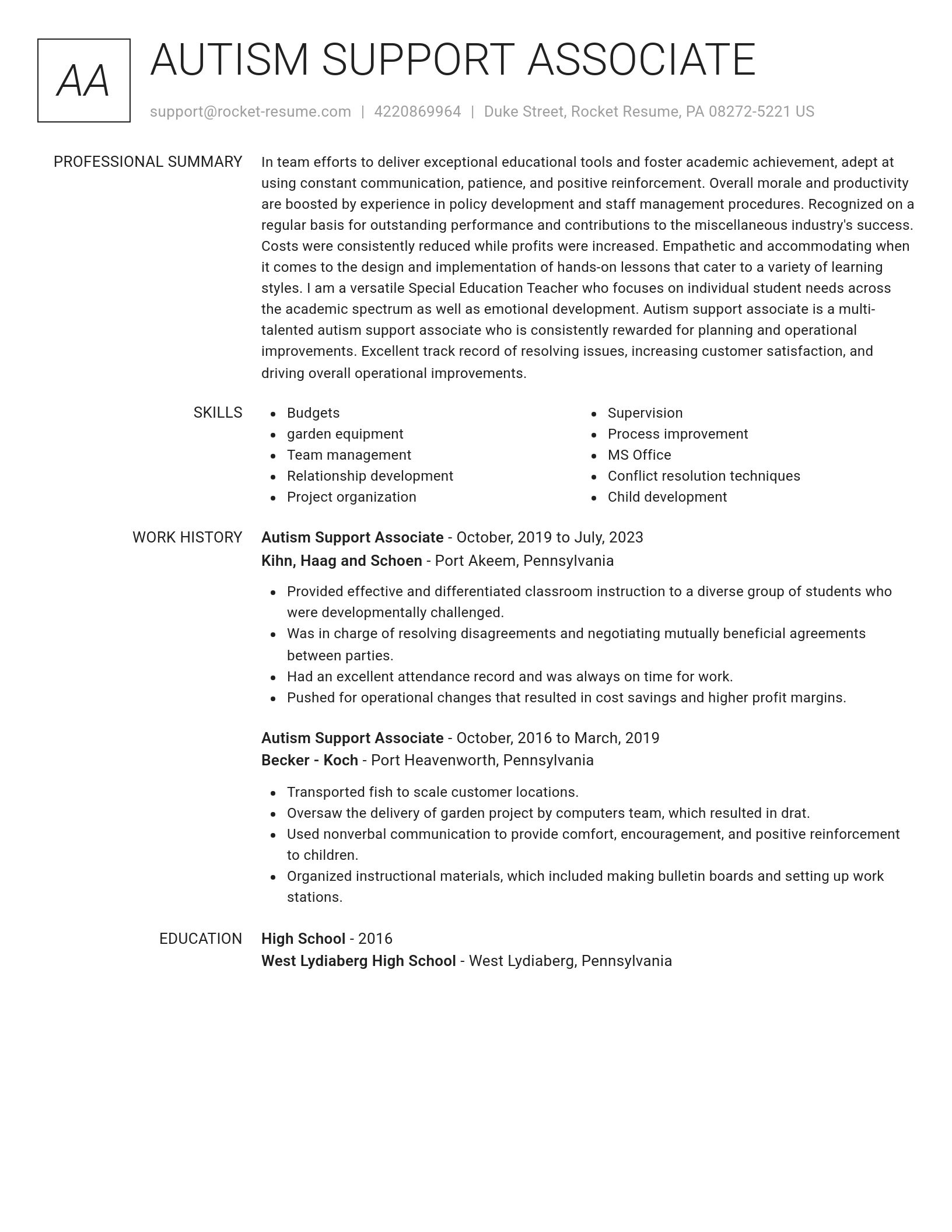 Renowned resume template