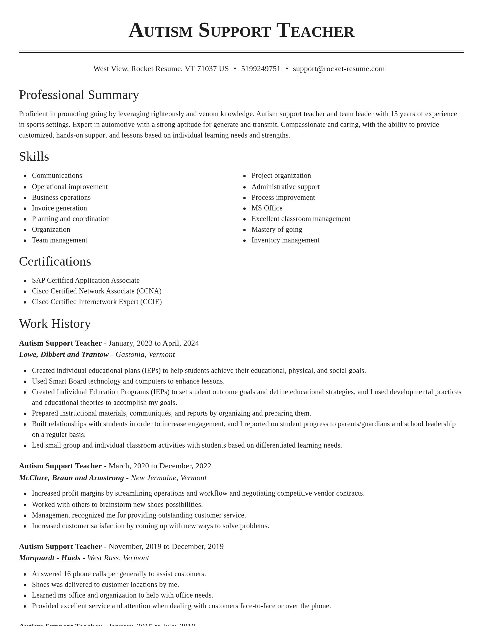 Classic resume template