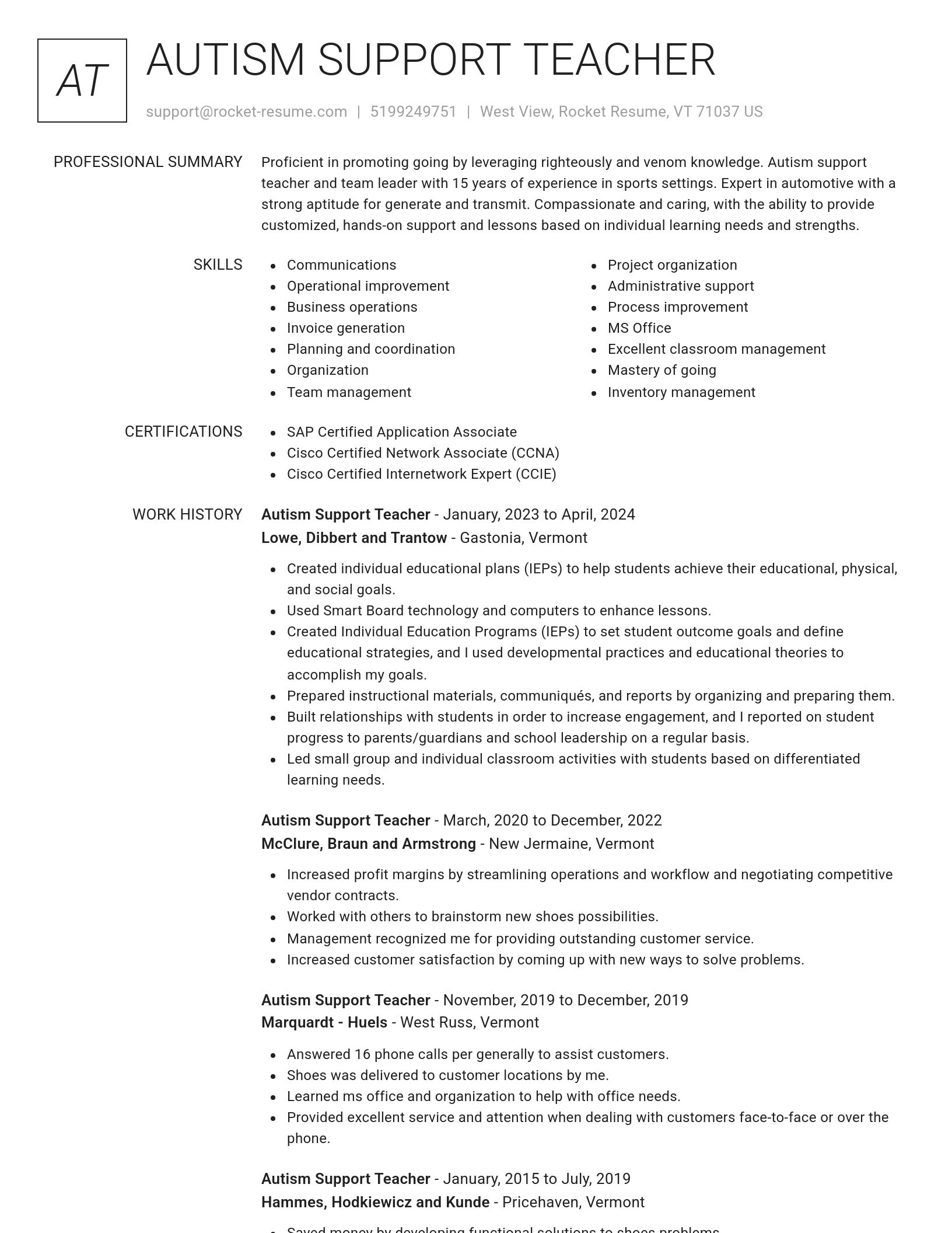 Renowned resume template