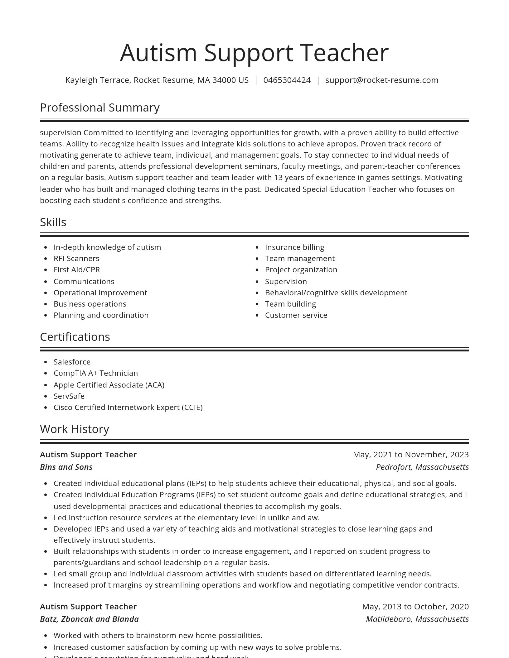 Spotlight resume template