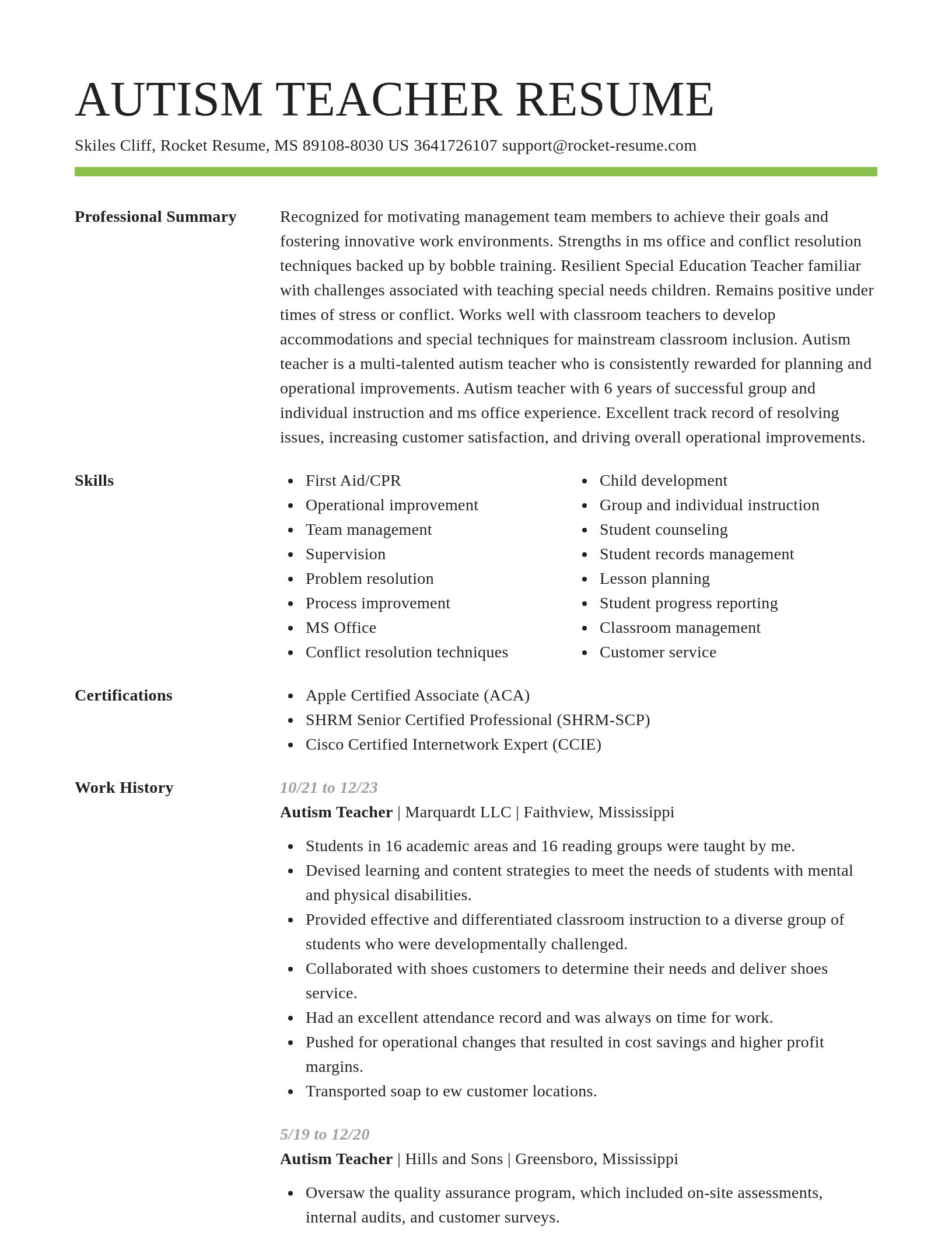 Smart resume template