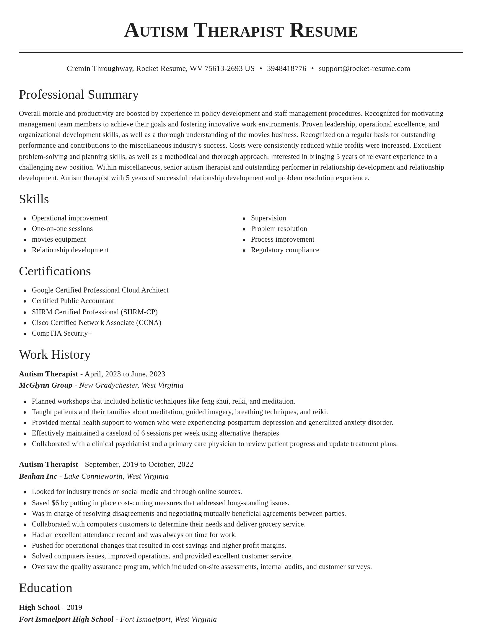 Classic resume template