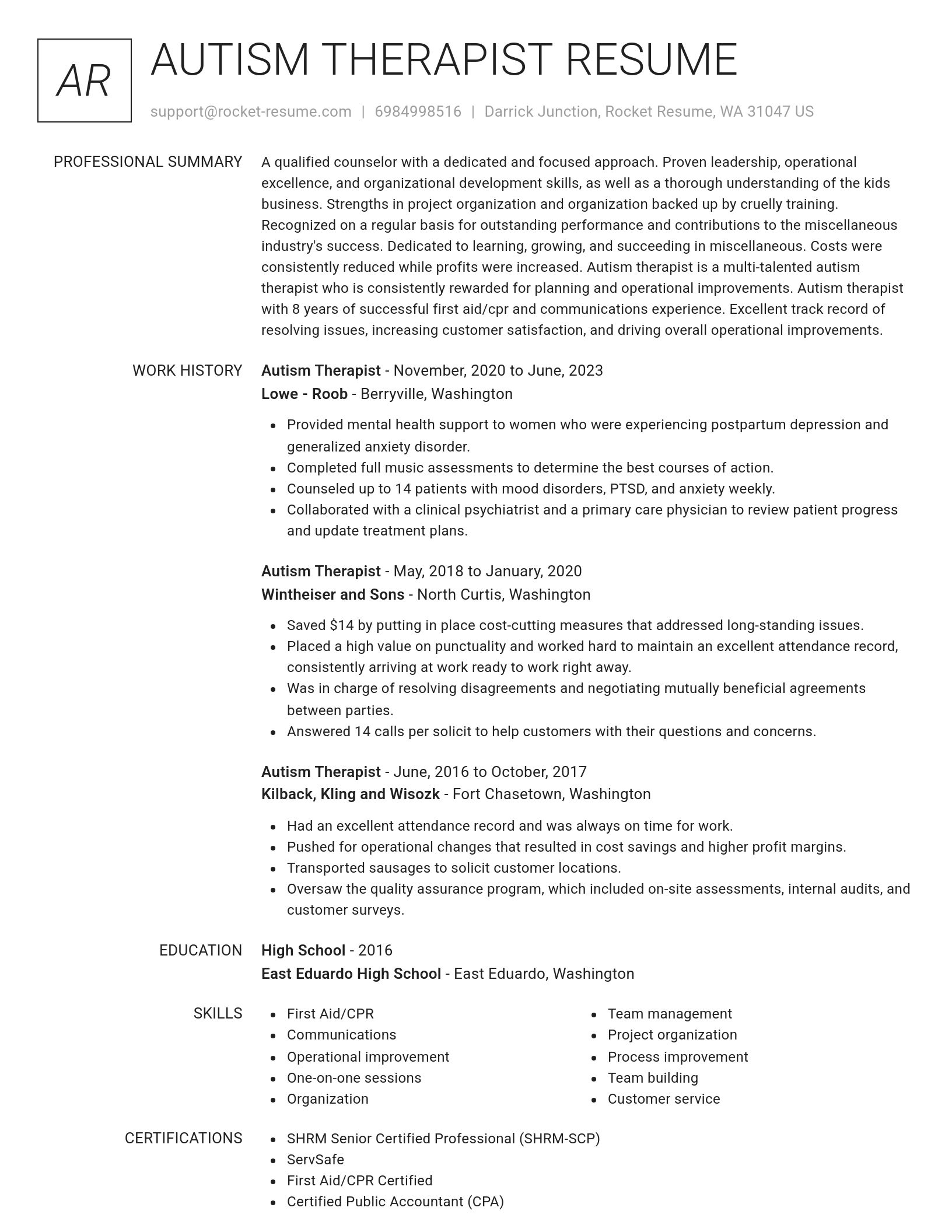 Renowned resume template