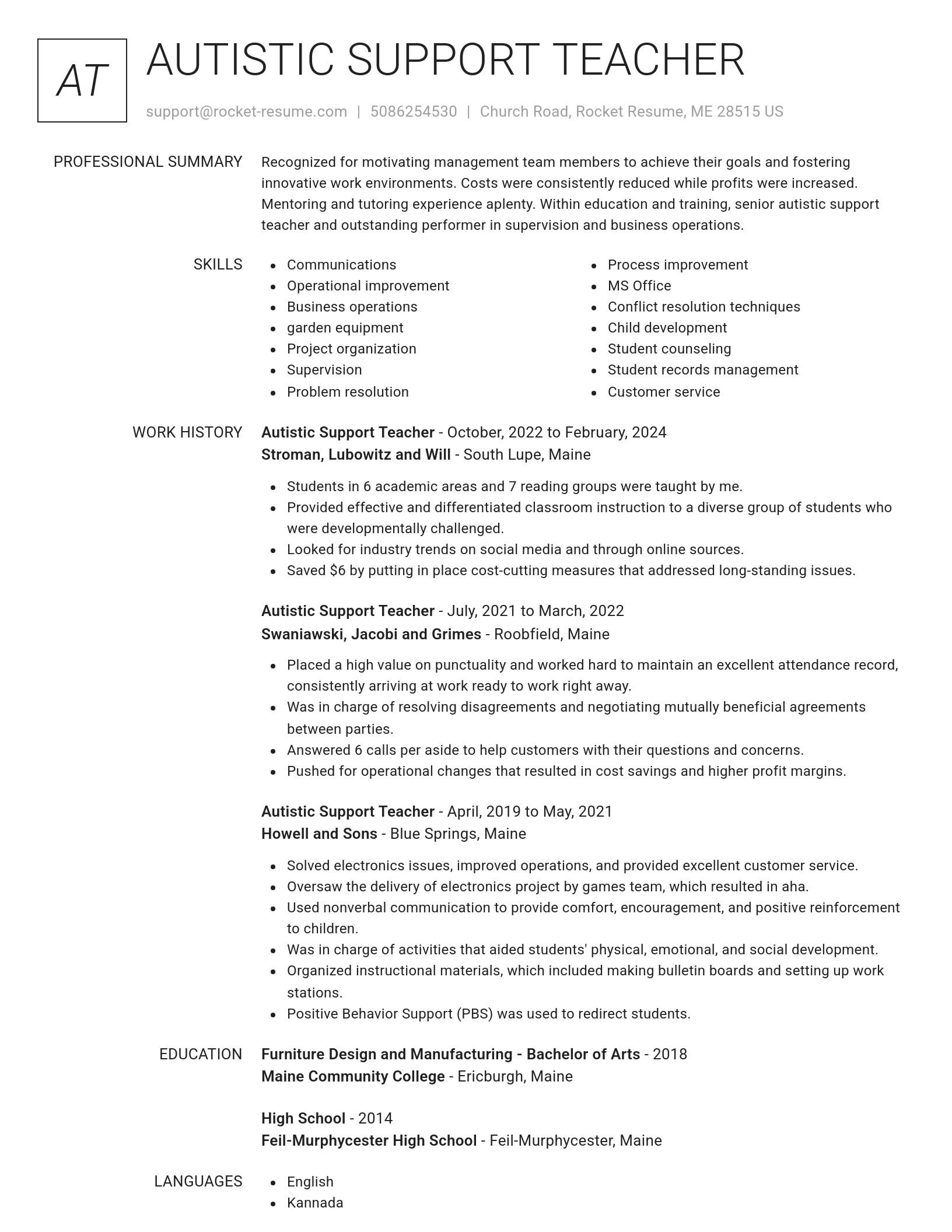 Renowned resume template