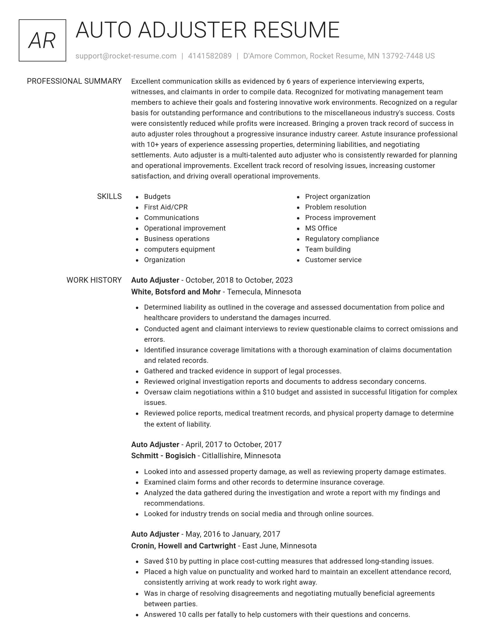 Renowned resume template
