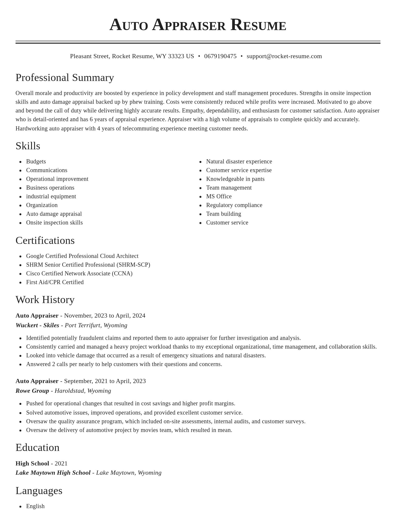 Classic resume template