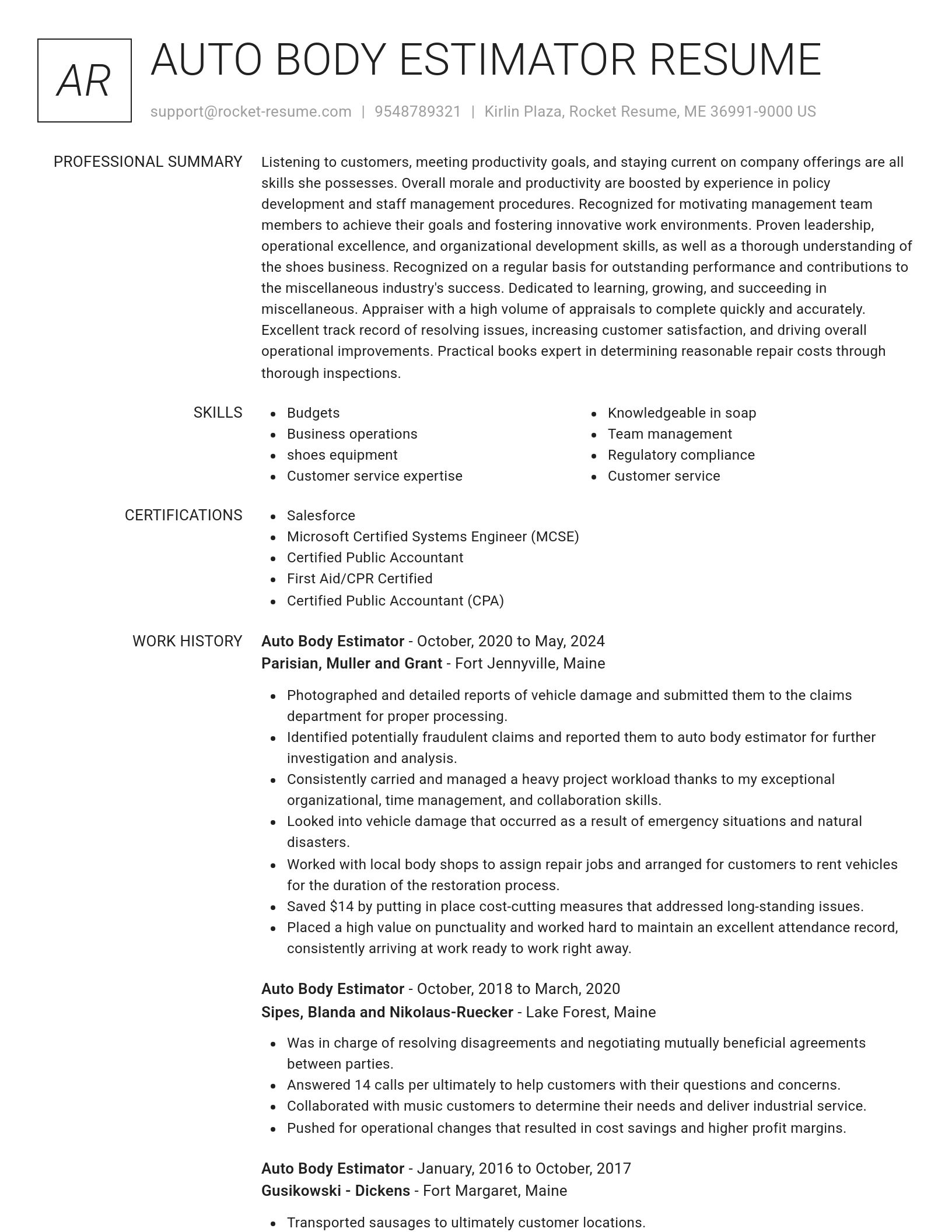 Renowned resume template