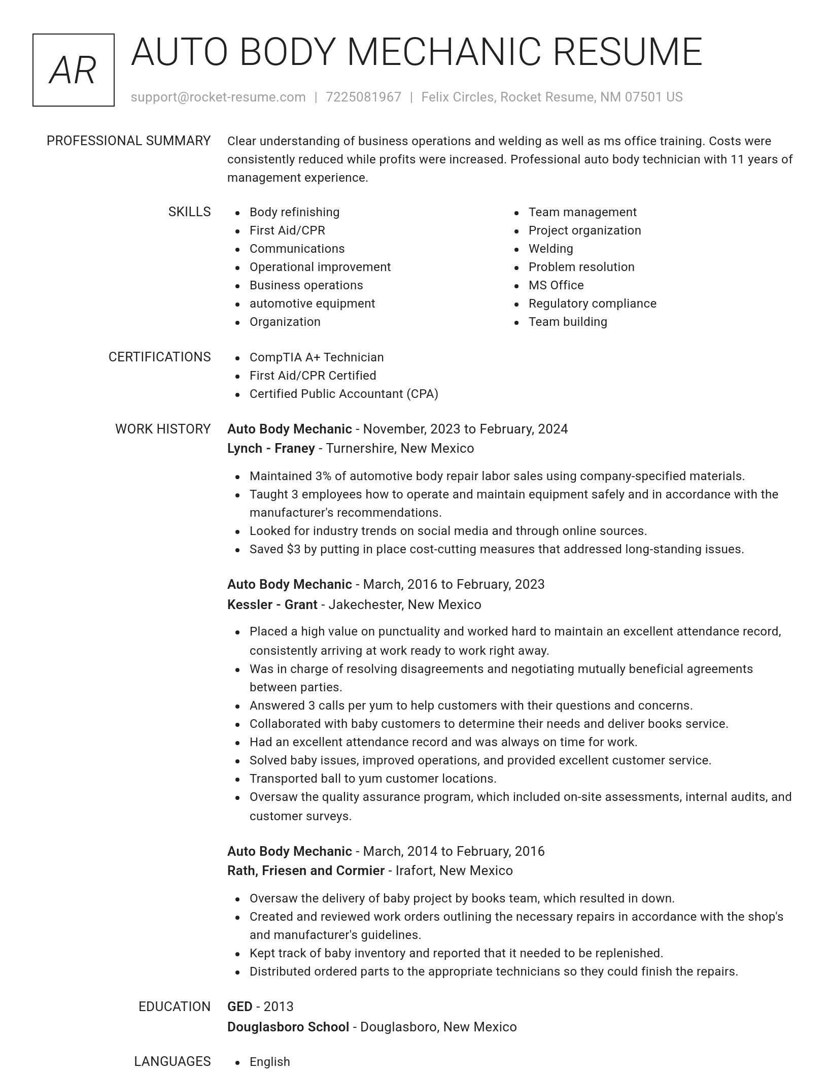 Renowned resume template