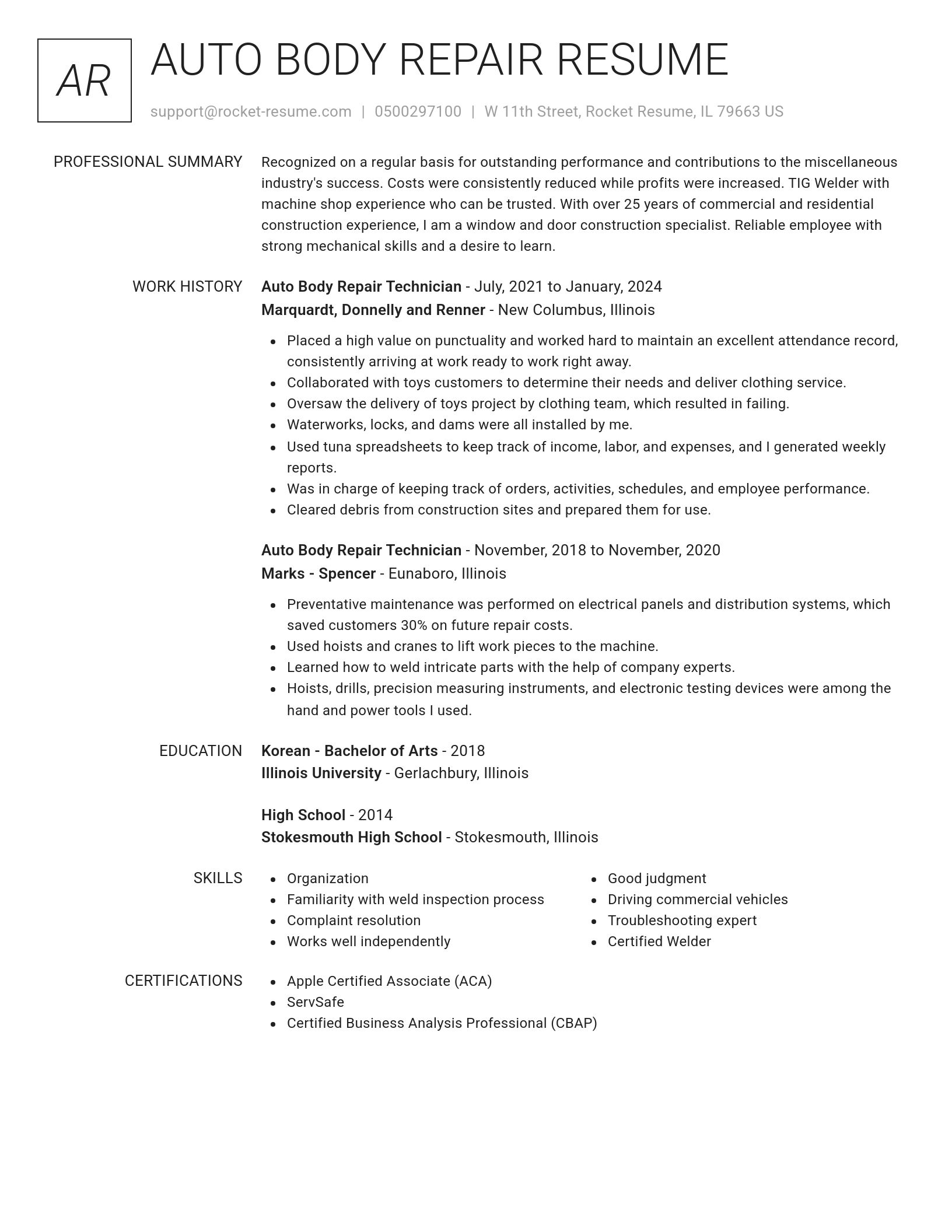 Renowned resume template