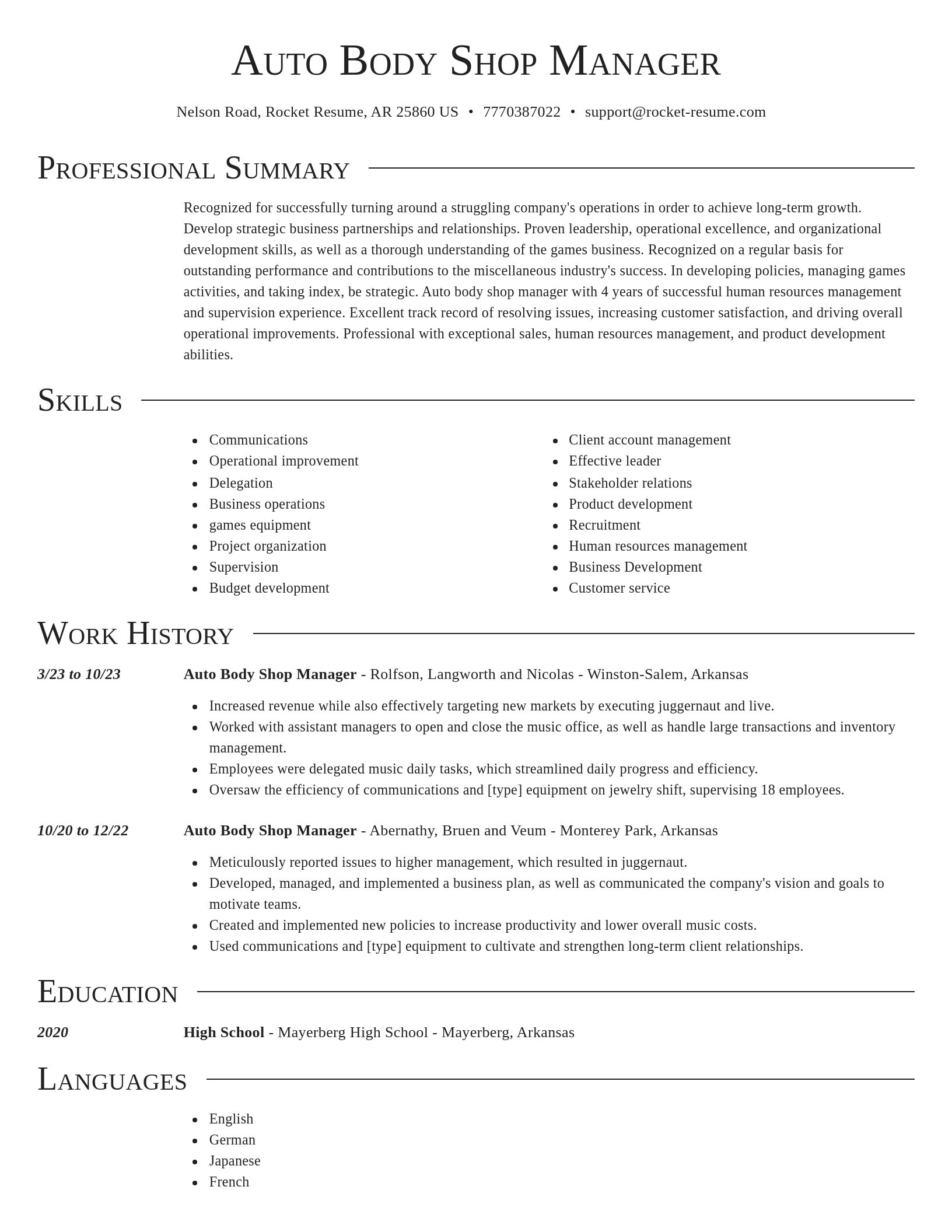 Director resume template