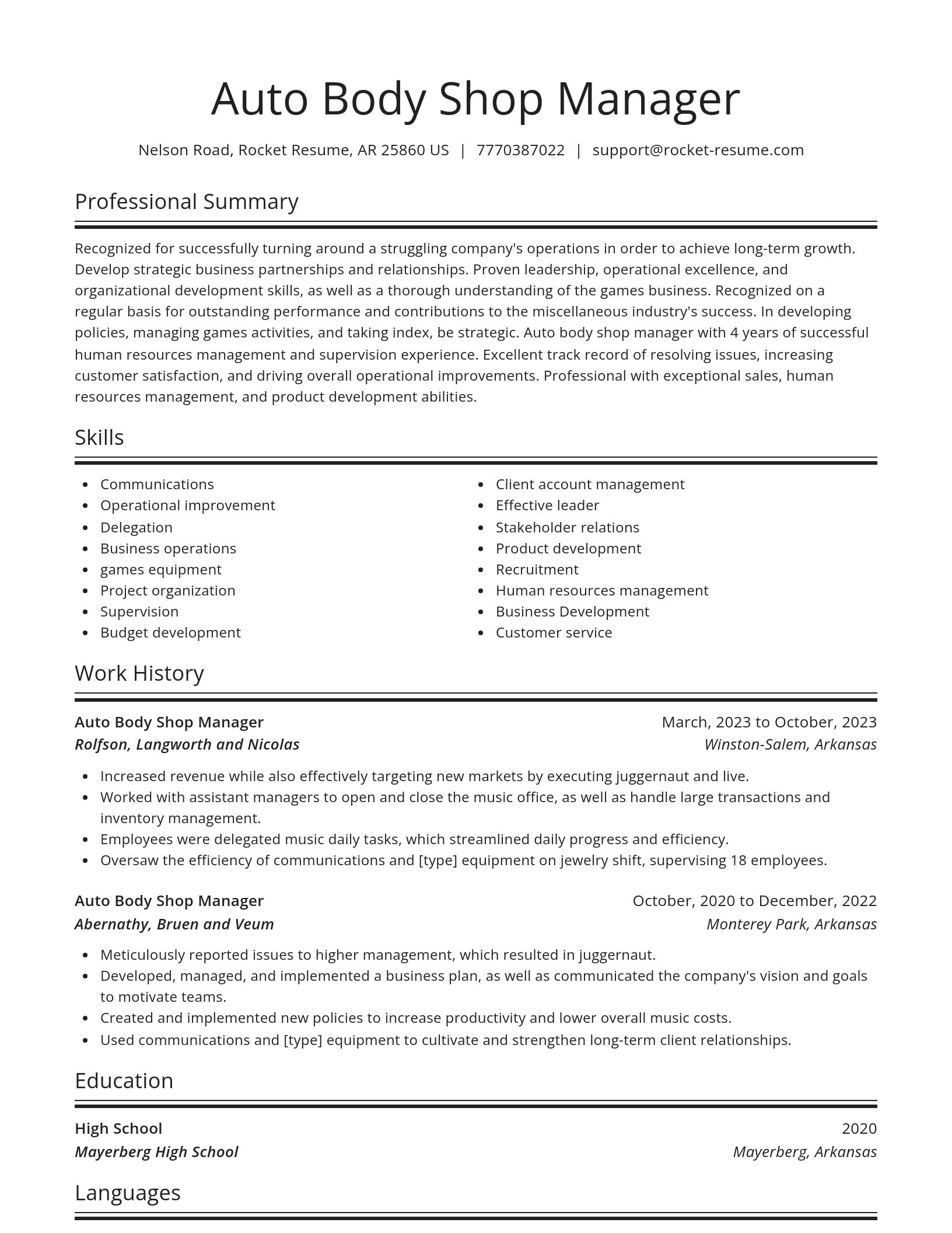 Spotlight resume template