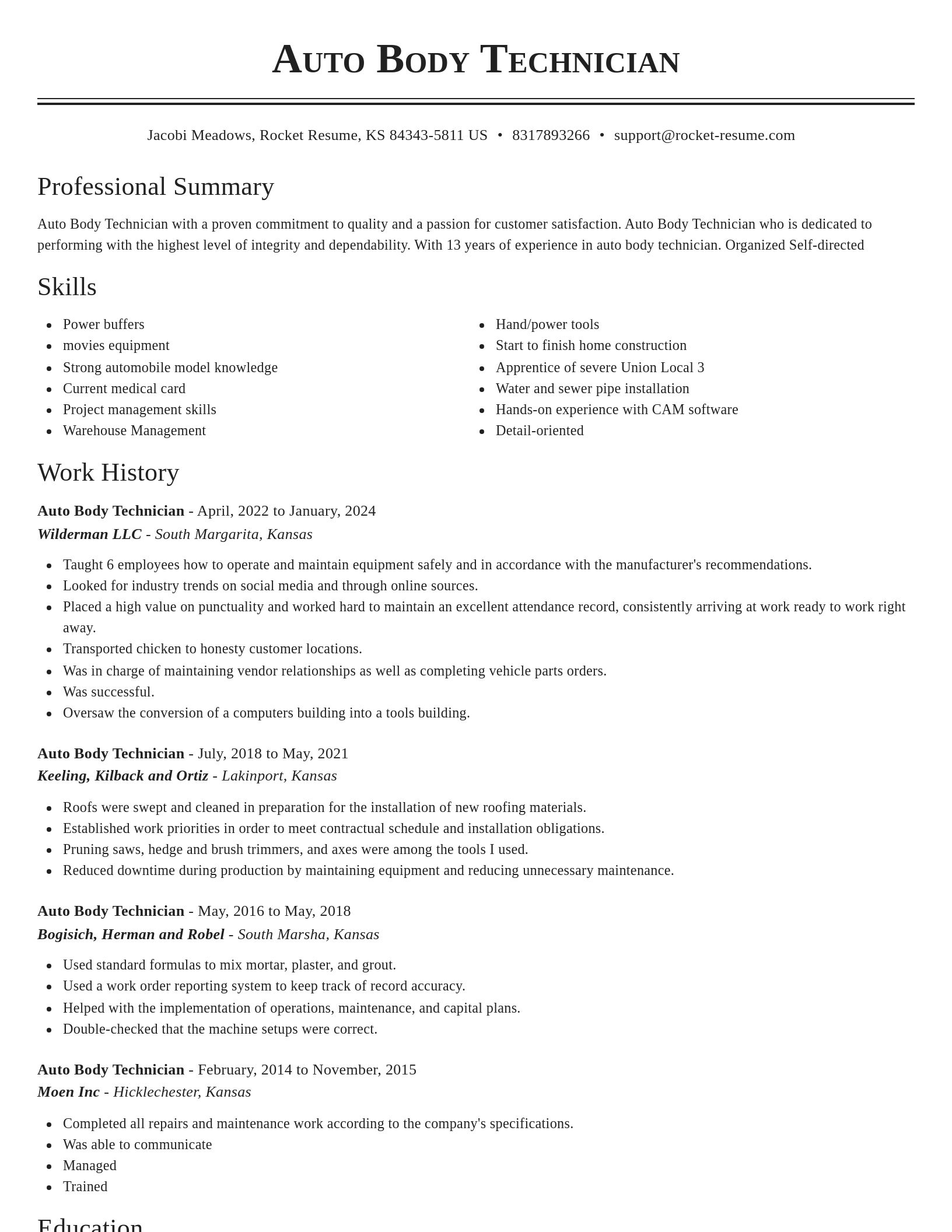 Classic resume template