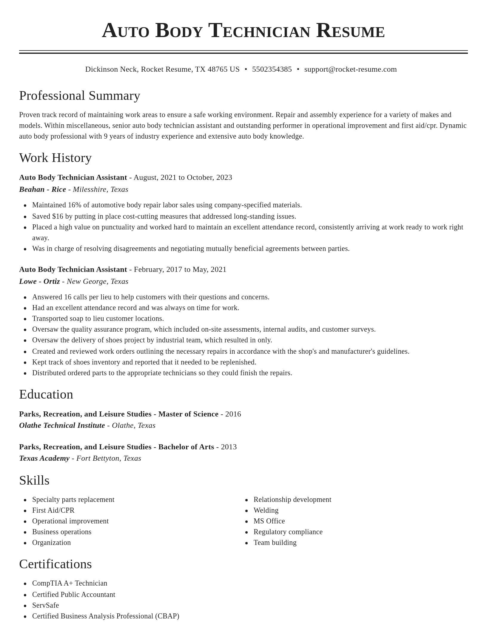 Classic resume template