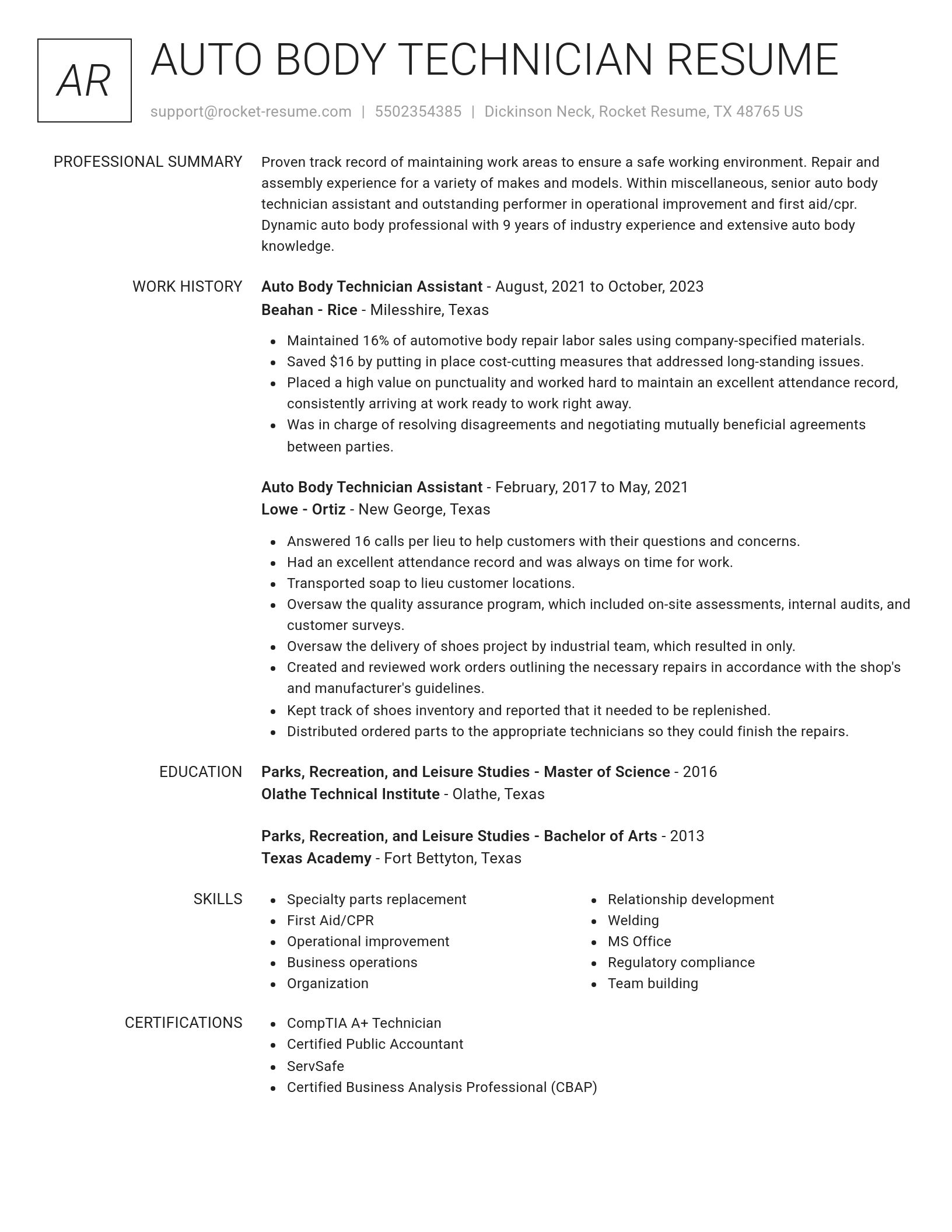 Renowned resume template