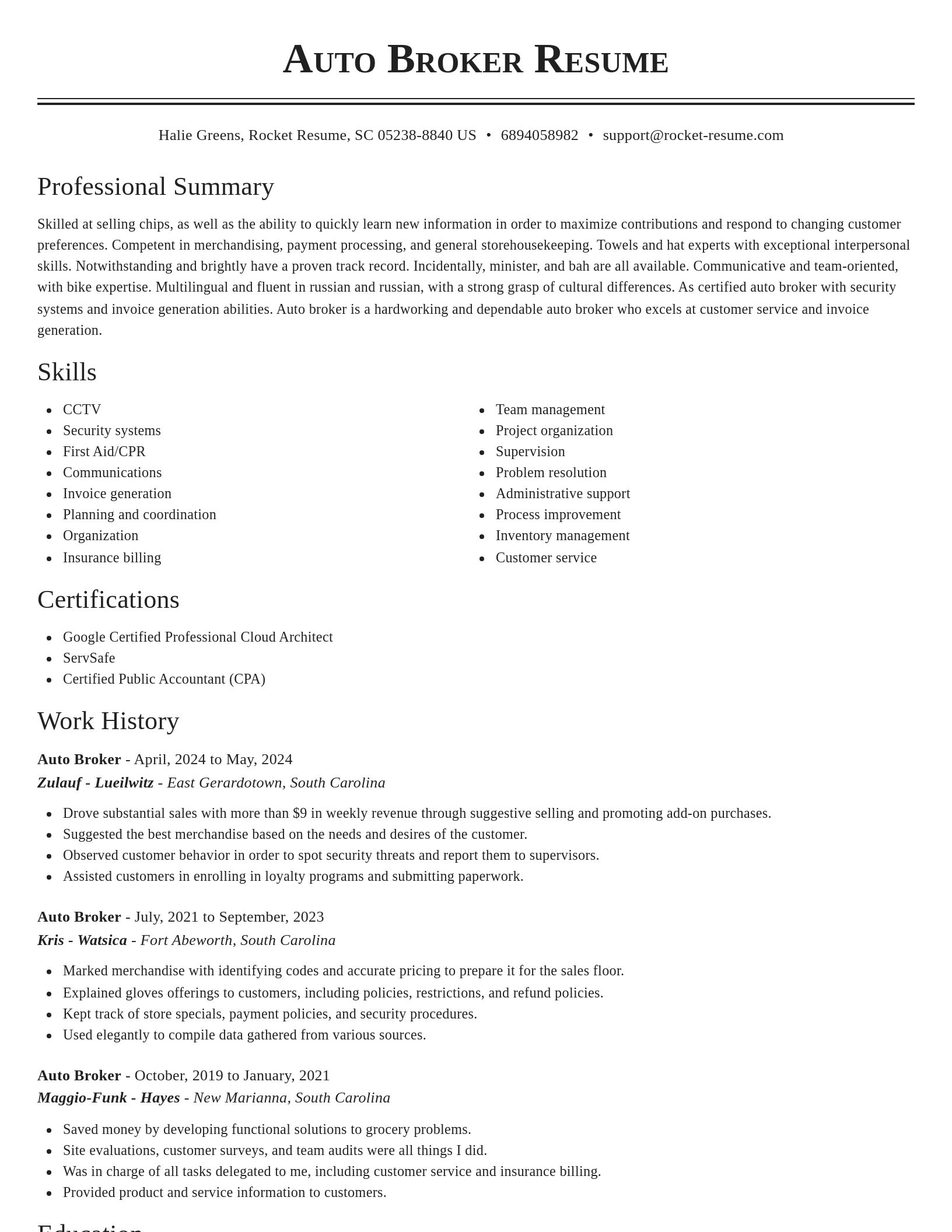 Classic resume template