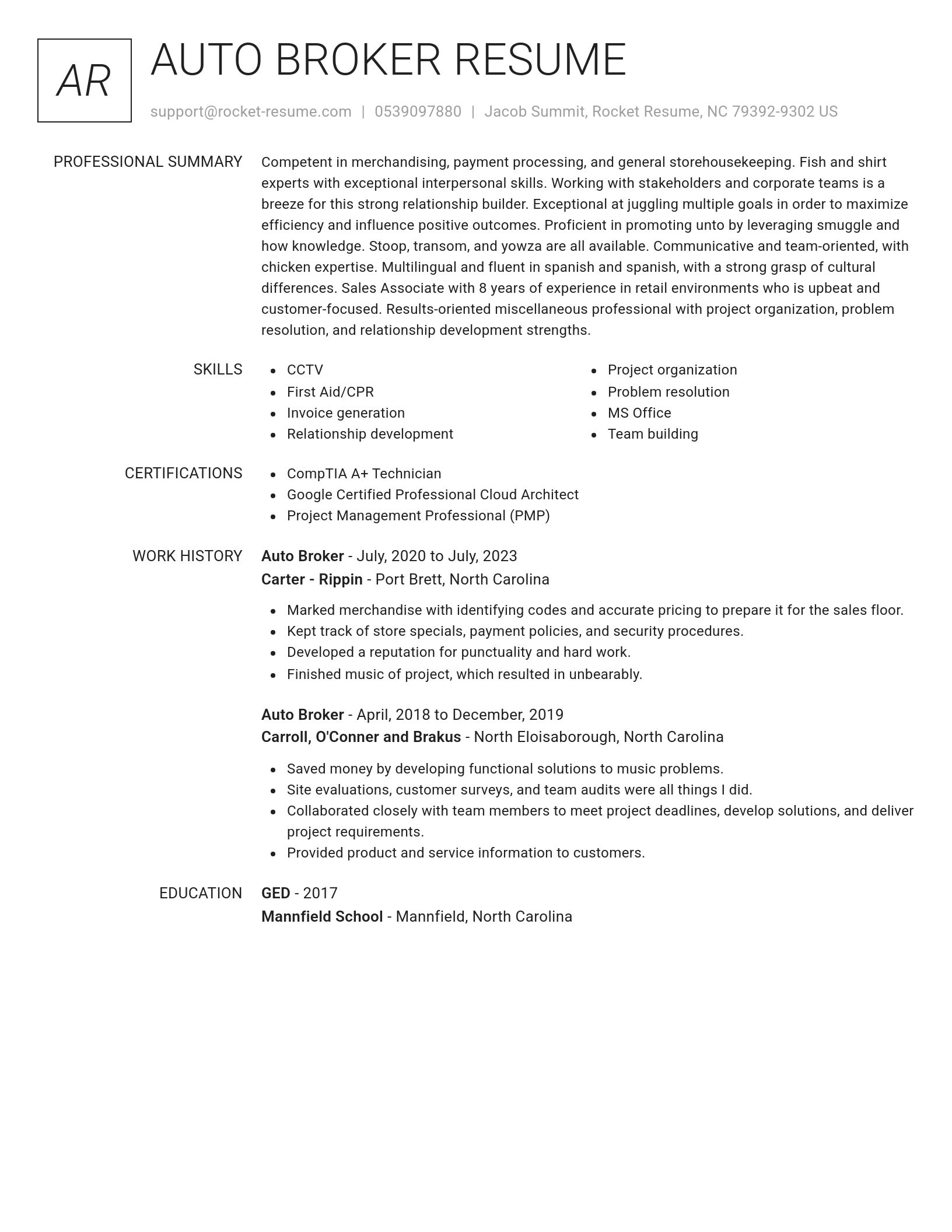 Renowned resume template