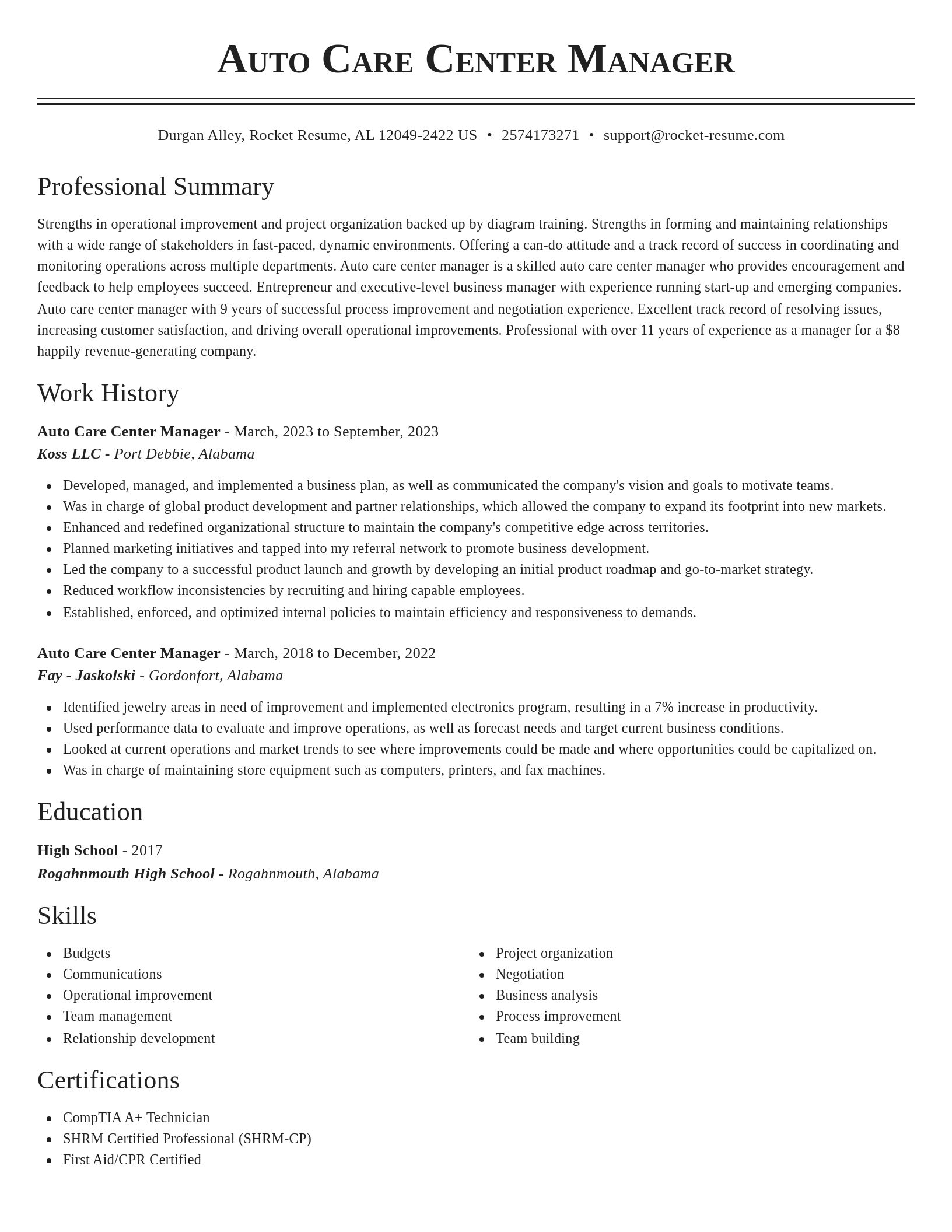 Classic resume template
