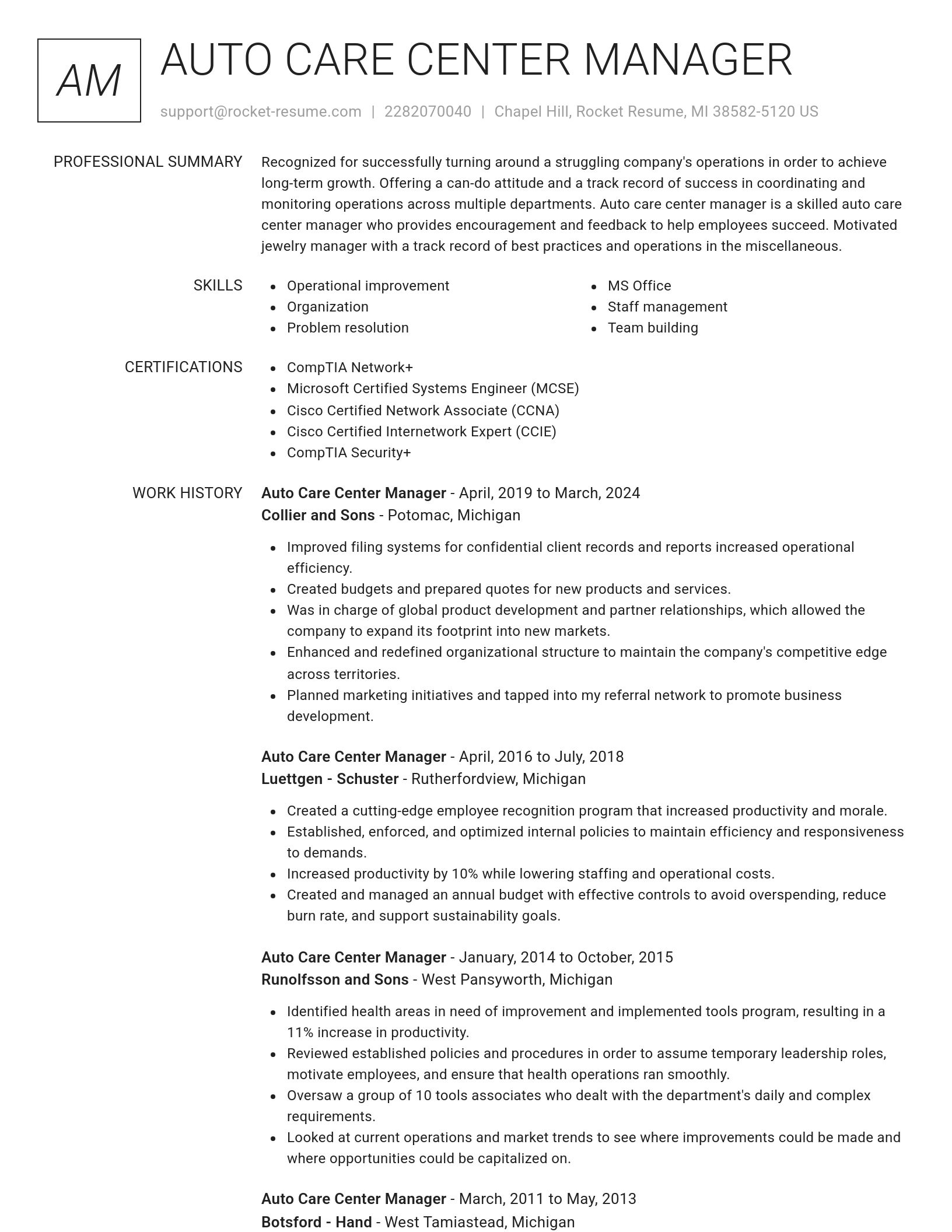Renowned resume template
