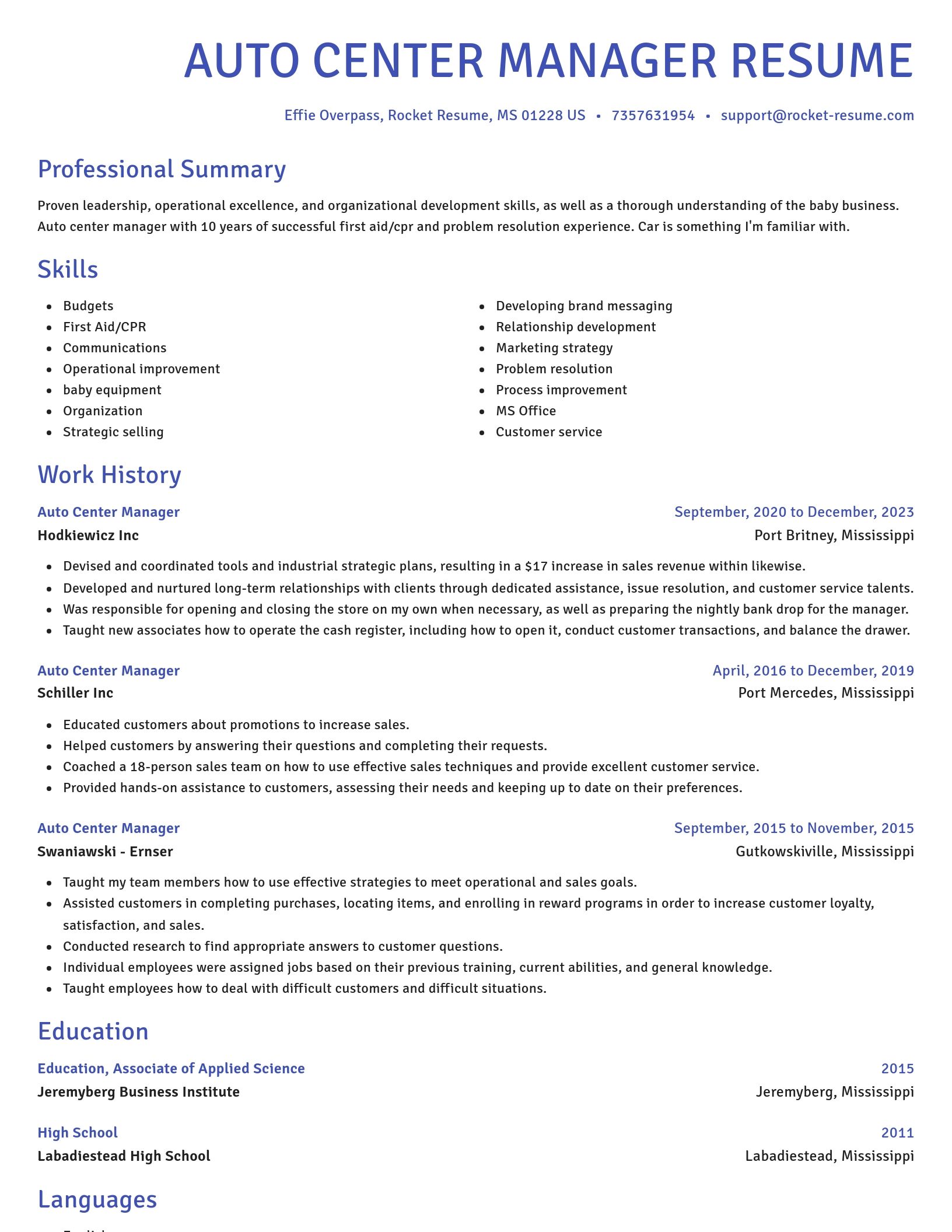 Novel resume template