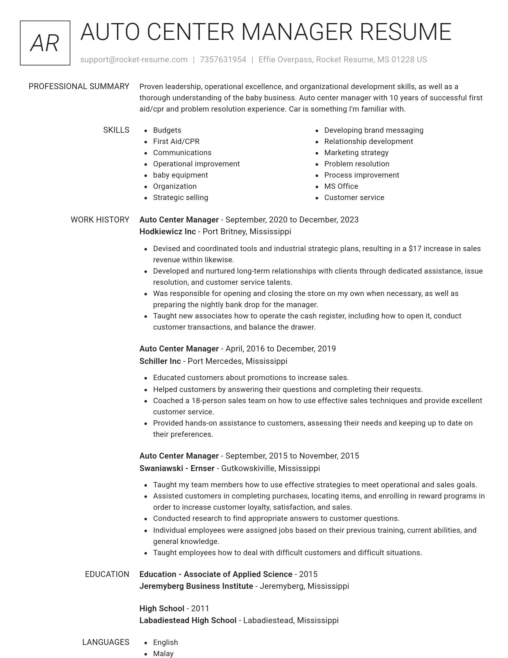 Renowned resume template
