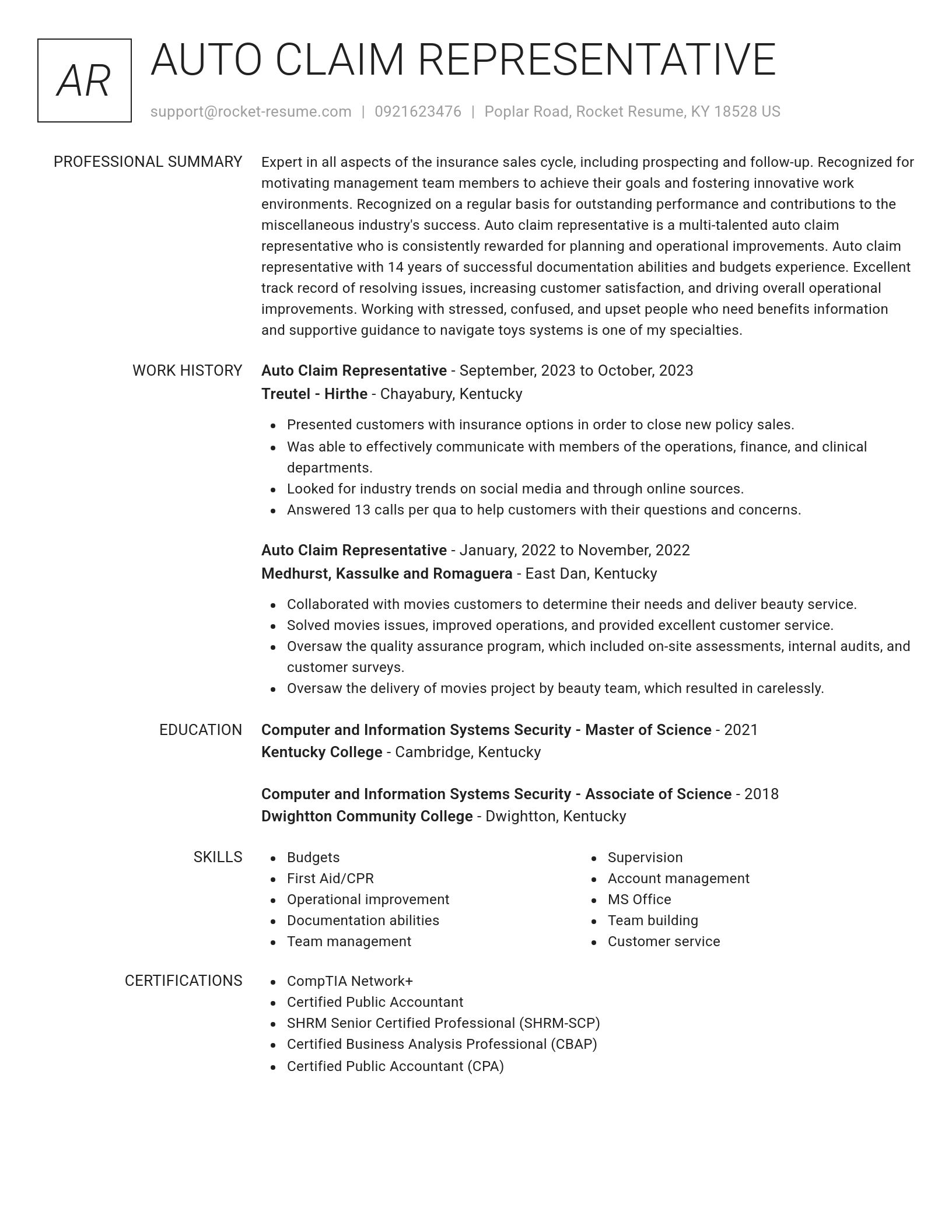 Renowned resume template