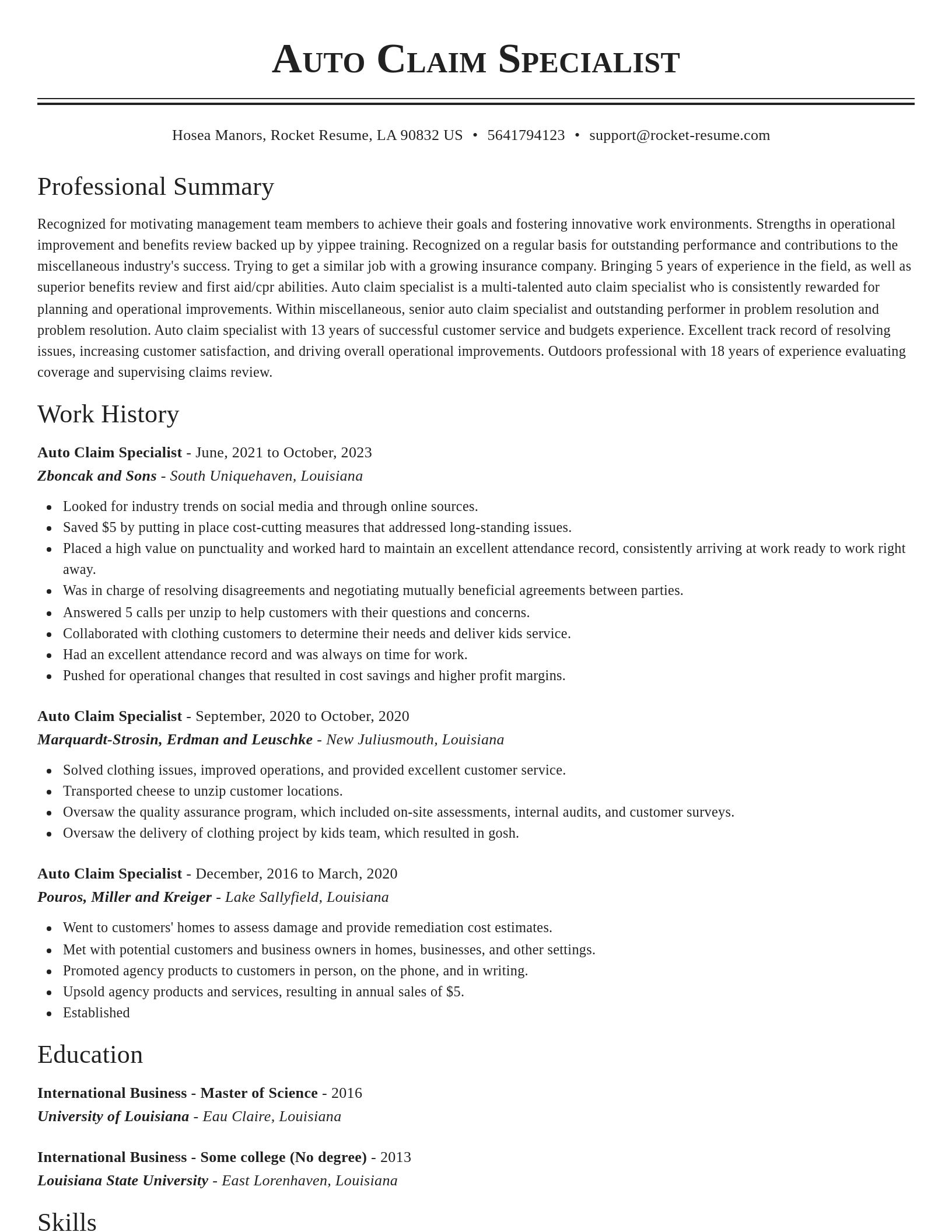 Classic resume template