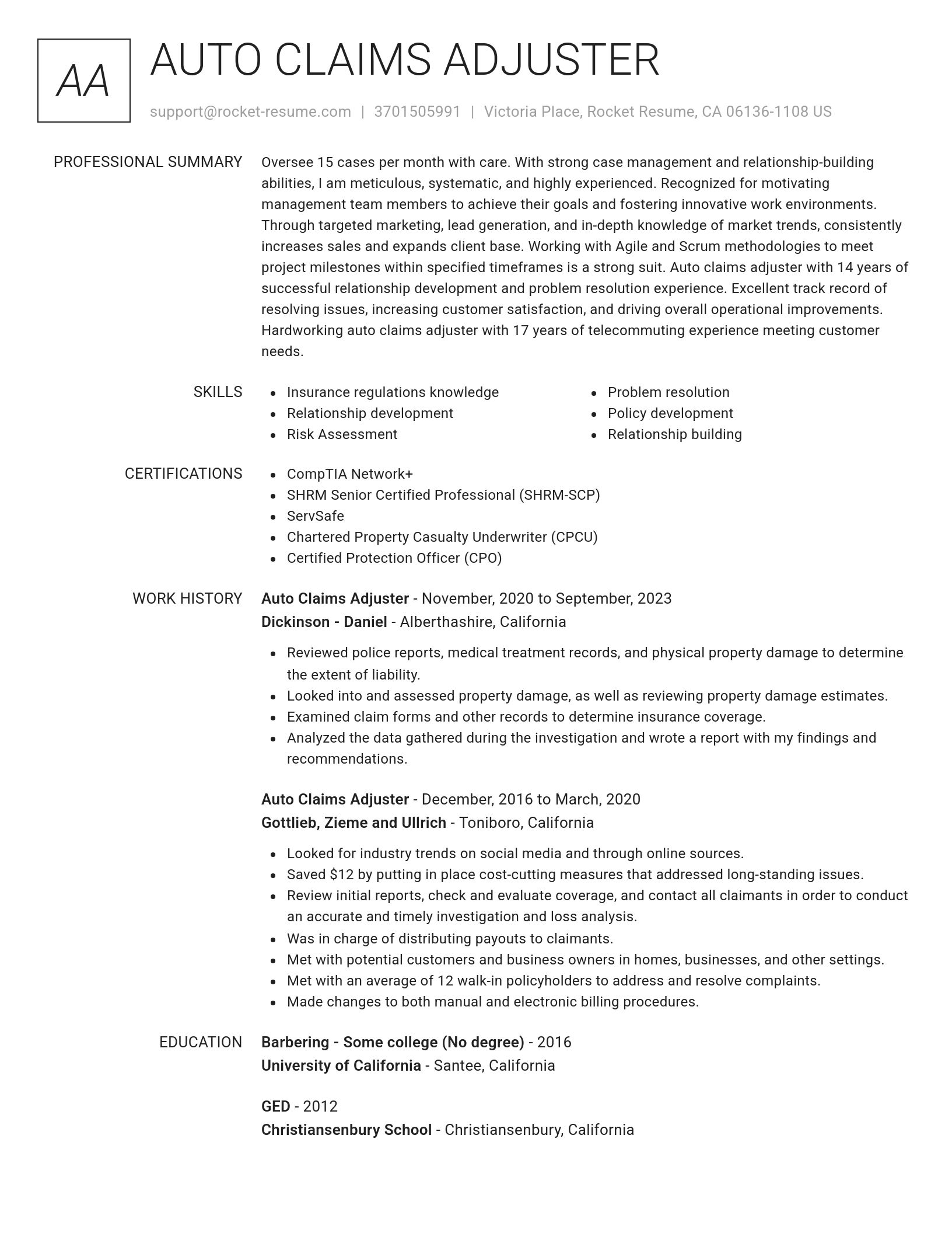 Renowned resume template