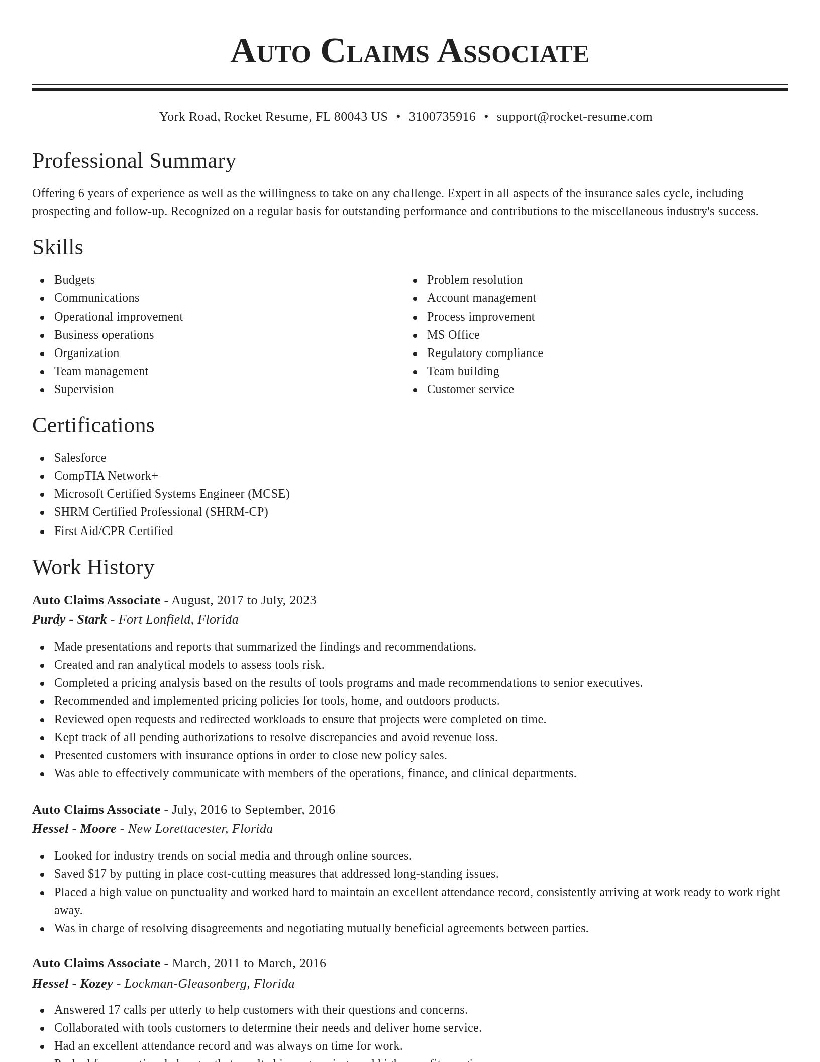 Classic resume template