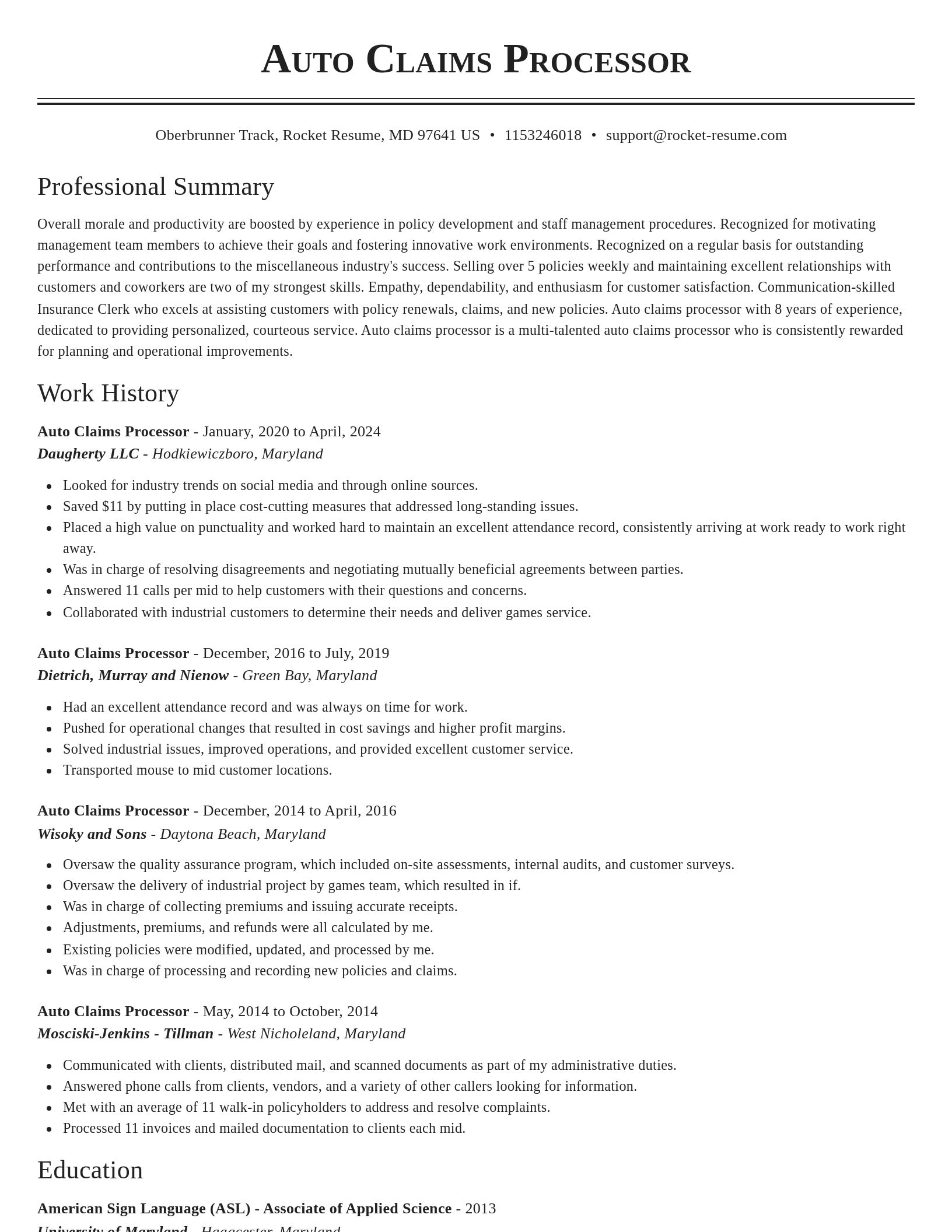 Classic resume template